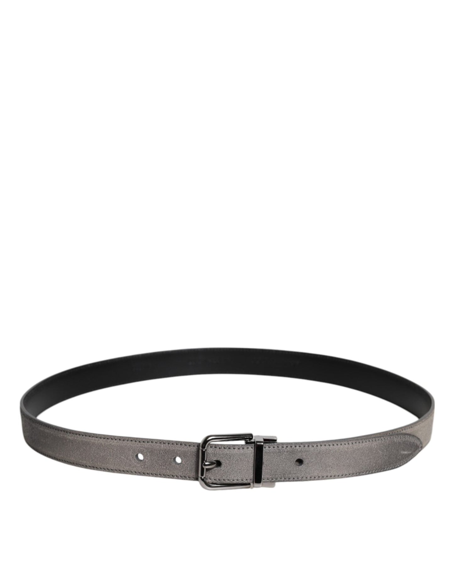 Dolce & Gabbana Gray Leather Silver Tone Metal Buckle Belt - Sandy Store ByNet