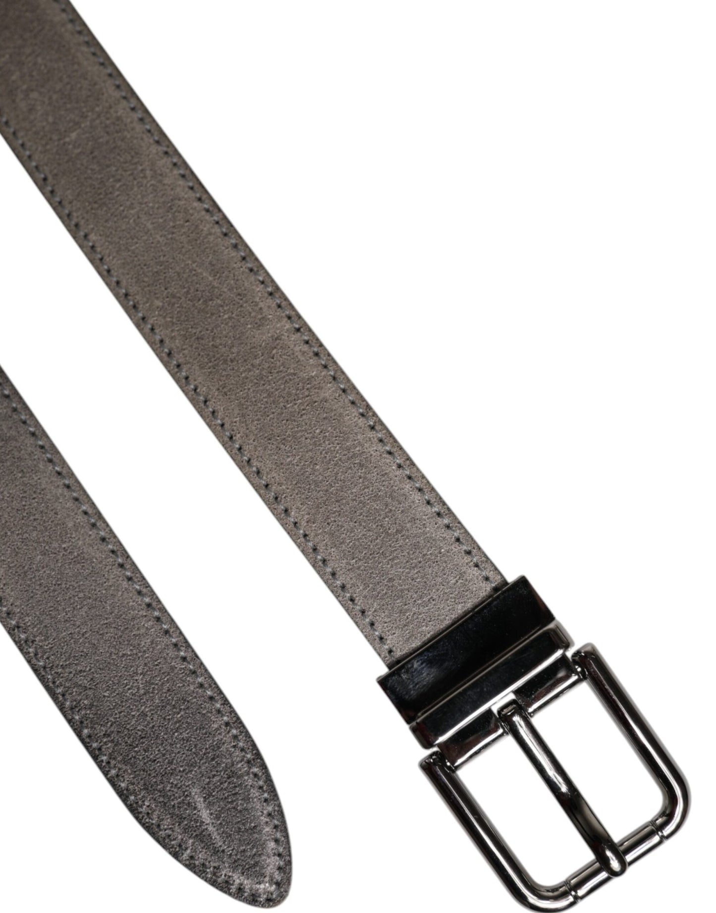 Dolce & Gabbana Gray Leather Silver Tone Metal Buckle Belt - Sandy Store ByNet
