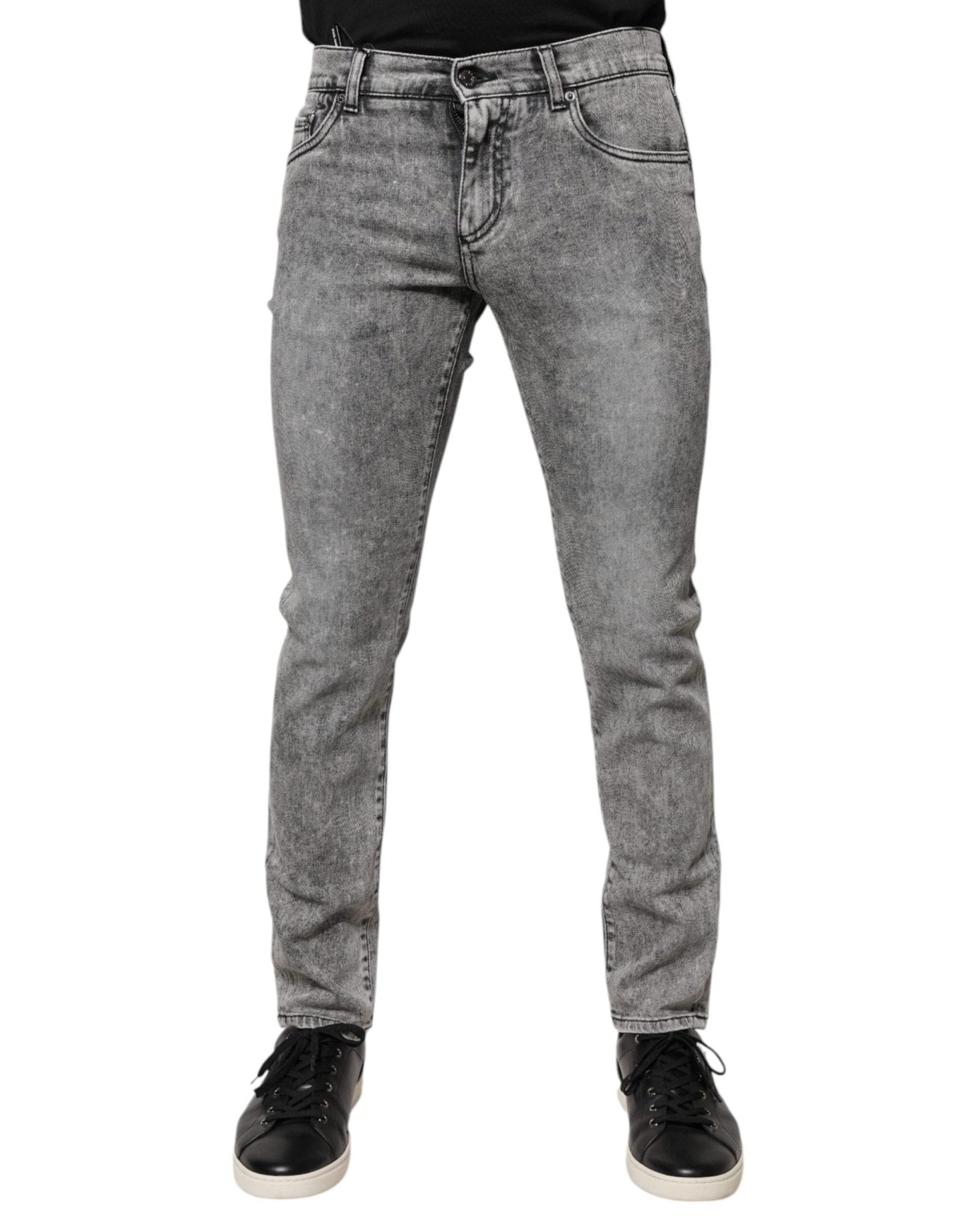 Dolce & Gabbana Gray Logo Plaque Cotton Slim Fit Denim Jeans – IT46 | S par Dolce & Gabbana | Disponible sur Sandy Store ByNet