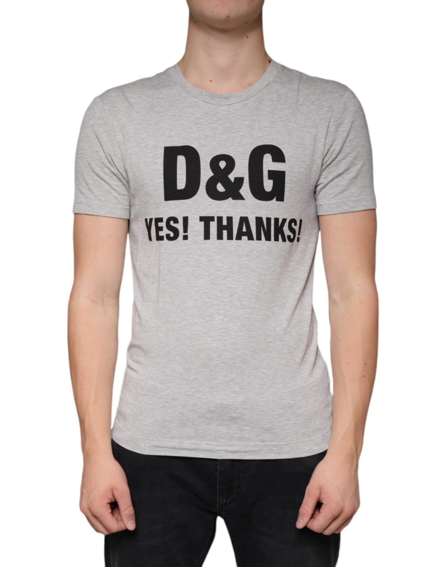 Dolce & Gabbana Gray Logo Print Crewneck Short Sleeve T-shirt – IT44 | XS par Dolce & Gabbana | Disponible sur Sandy Store ByNet