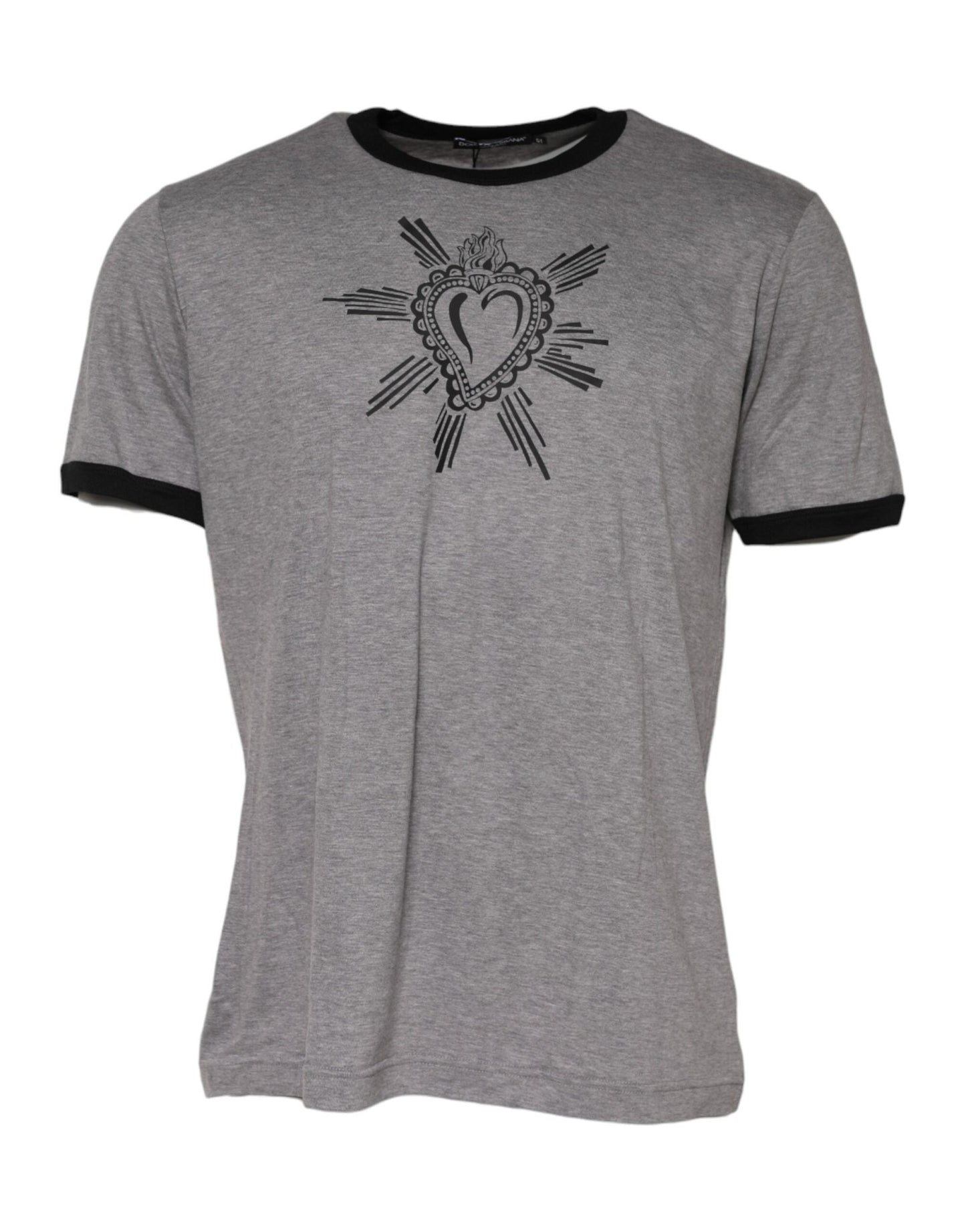 Dolce & Gabbana Gray Sacred Heart Cotton Crew Neck T-shirt – IT52 | XL par Dolce & Gabbana | Disponible sur Sandy Store ByNet