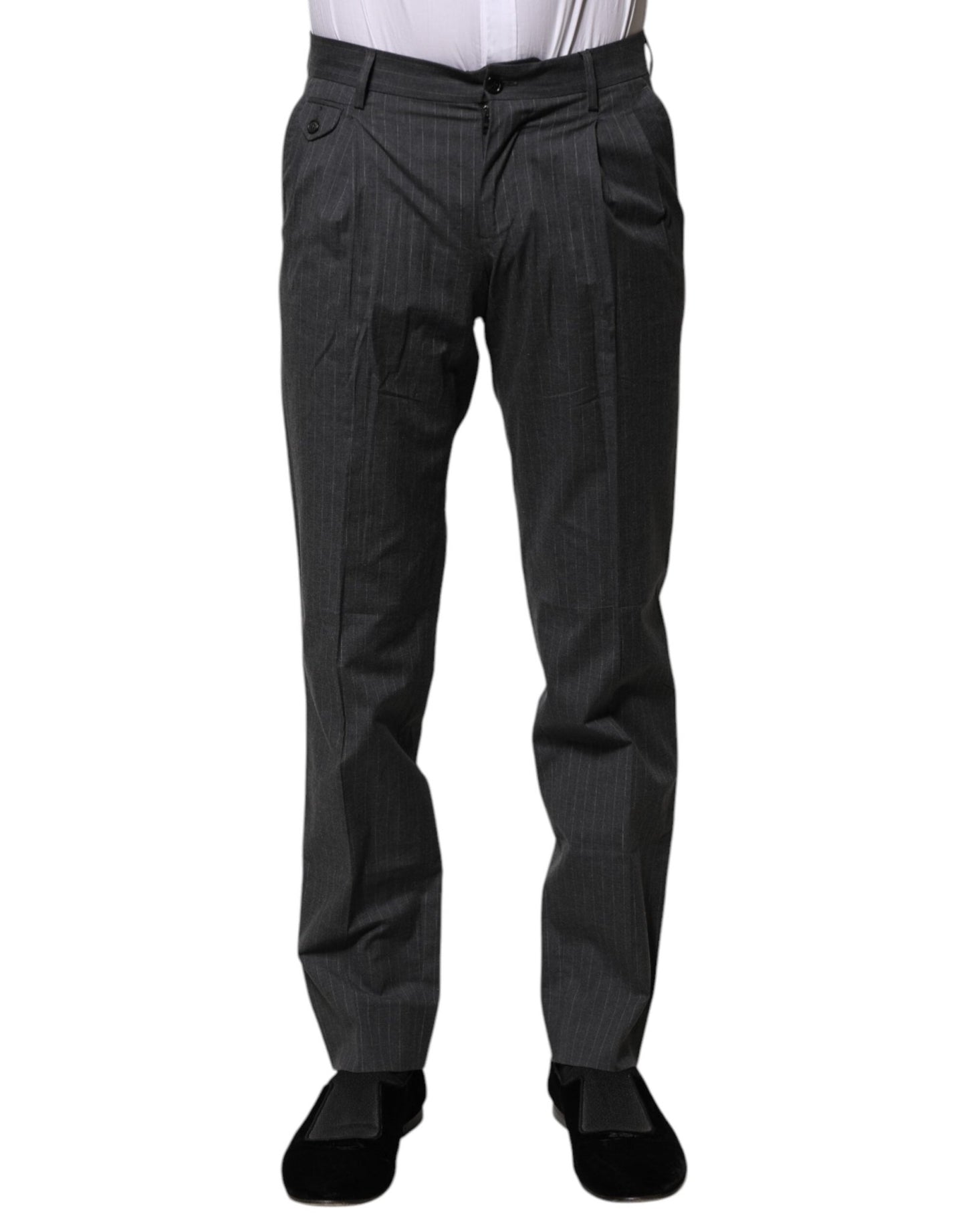 Dolce & Gabbana Gray Striped Cotton Formal Pants – IT44 | XS par Dolce & Gabbana | Disponible sur Sandy Store ByNet