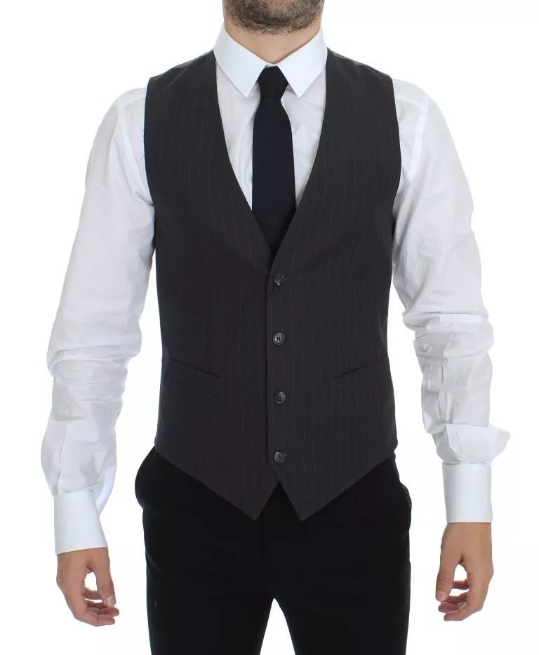 Dolce & Gabbana Gray Striped Formal Dress Gilet Vest – IT46 | S par Dolce & Gabbana | Disponible sur Sandy Store ByNet