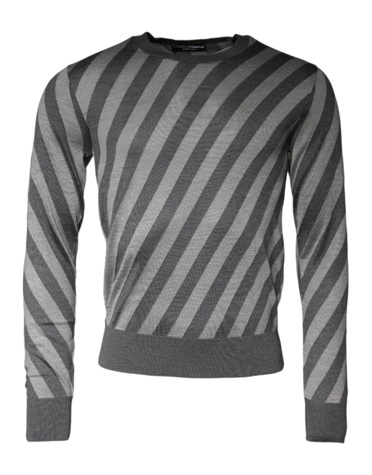 Dolce & Gabbana Gray Stripes Long Sleeve Round Neck Pullover Sweater – IT46 | S par Dolce & Gabbana | Disponible sur Sandy Store ByNet
