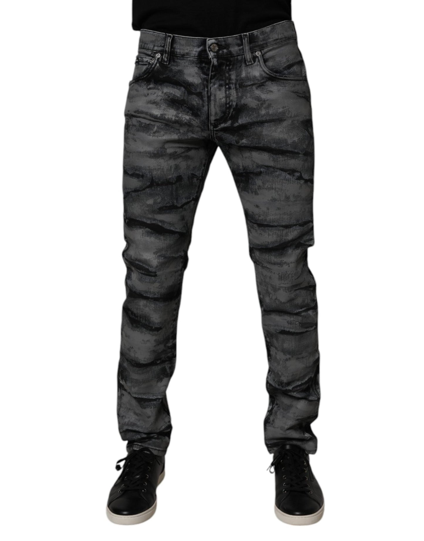 Dolce & Gabbana Gray Tie Dye Cotton Skinny Men Denim Jeans – IT48 | M par Dolce & Gabbana | Disponible sur Sandy Store ByNet