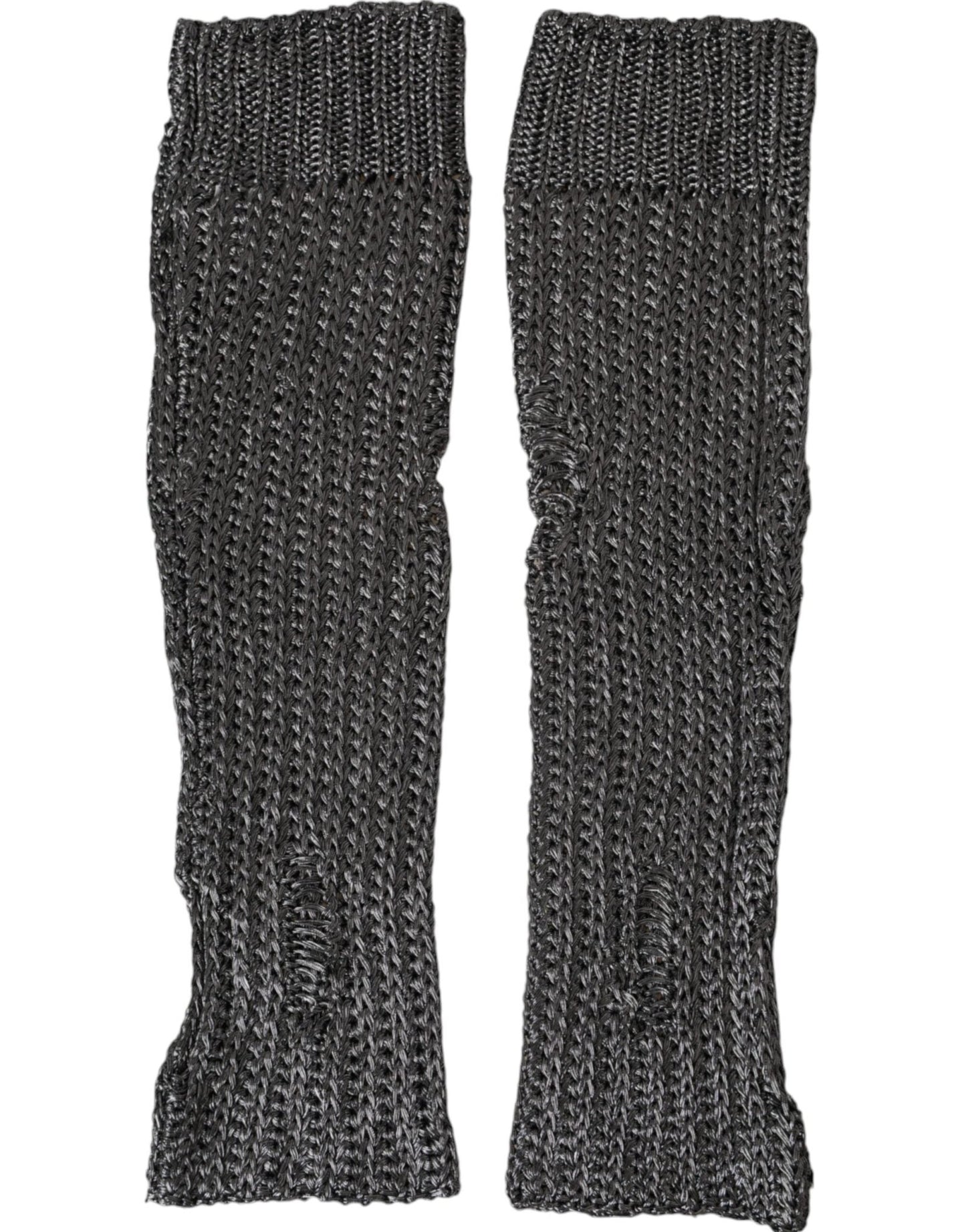 Dolce & Gabbana Gray Viscose Knitted Finger Less Gloves - Sandy Store ByNet