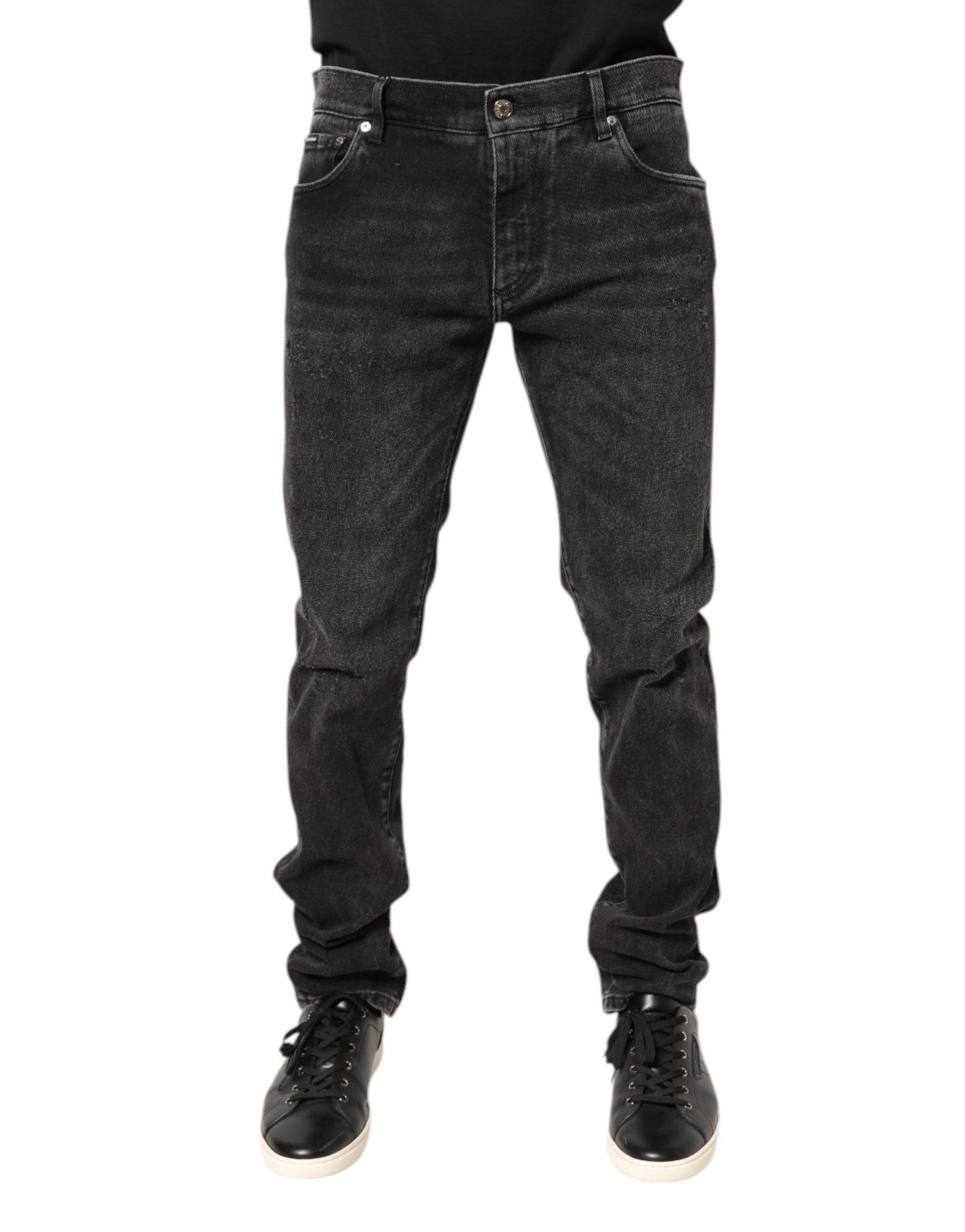 Dolce & Gabbana Gray Washed Cotton Skinny Denim Jeans – IT52 | XL par Dolce & Gabbana | Disponible sur Sandy Store ByNet