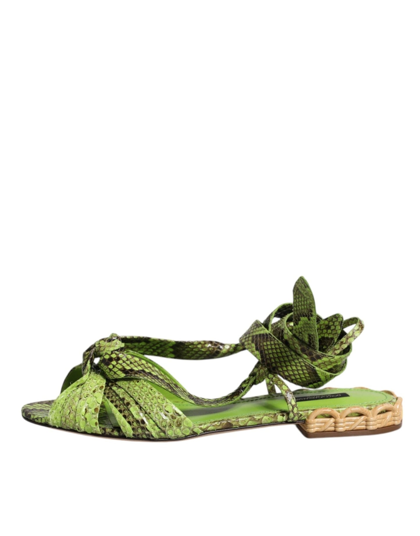 Dolce & Gabbana Green Animal Print Ankle Wrap Sandals Shoes - Sandy Store ByNet