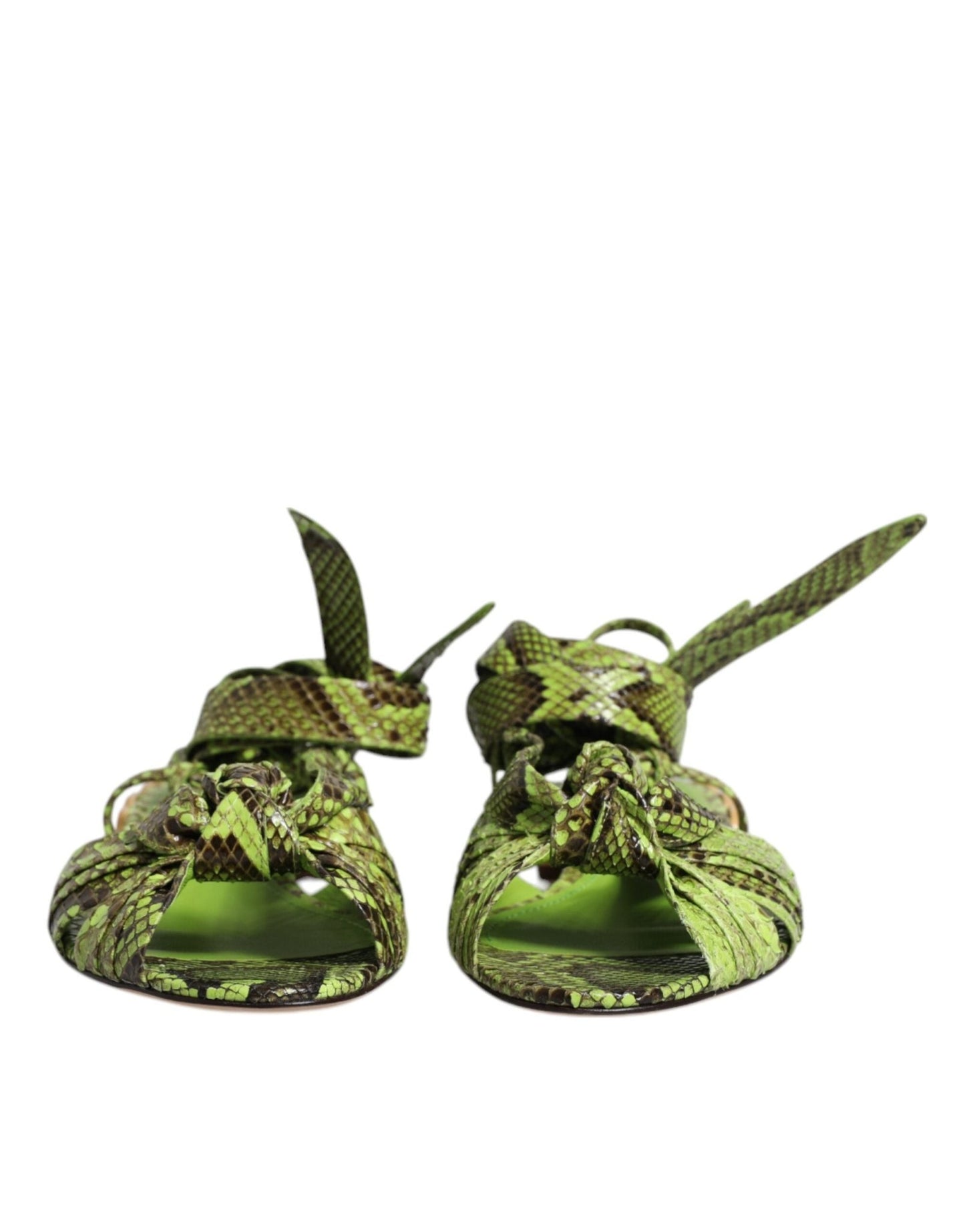 Dolce & Gabbana Green Animal Print Ankle Wrap Sandals Shoes - Sandy Store ByNet