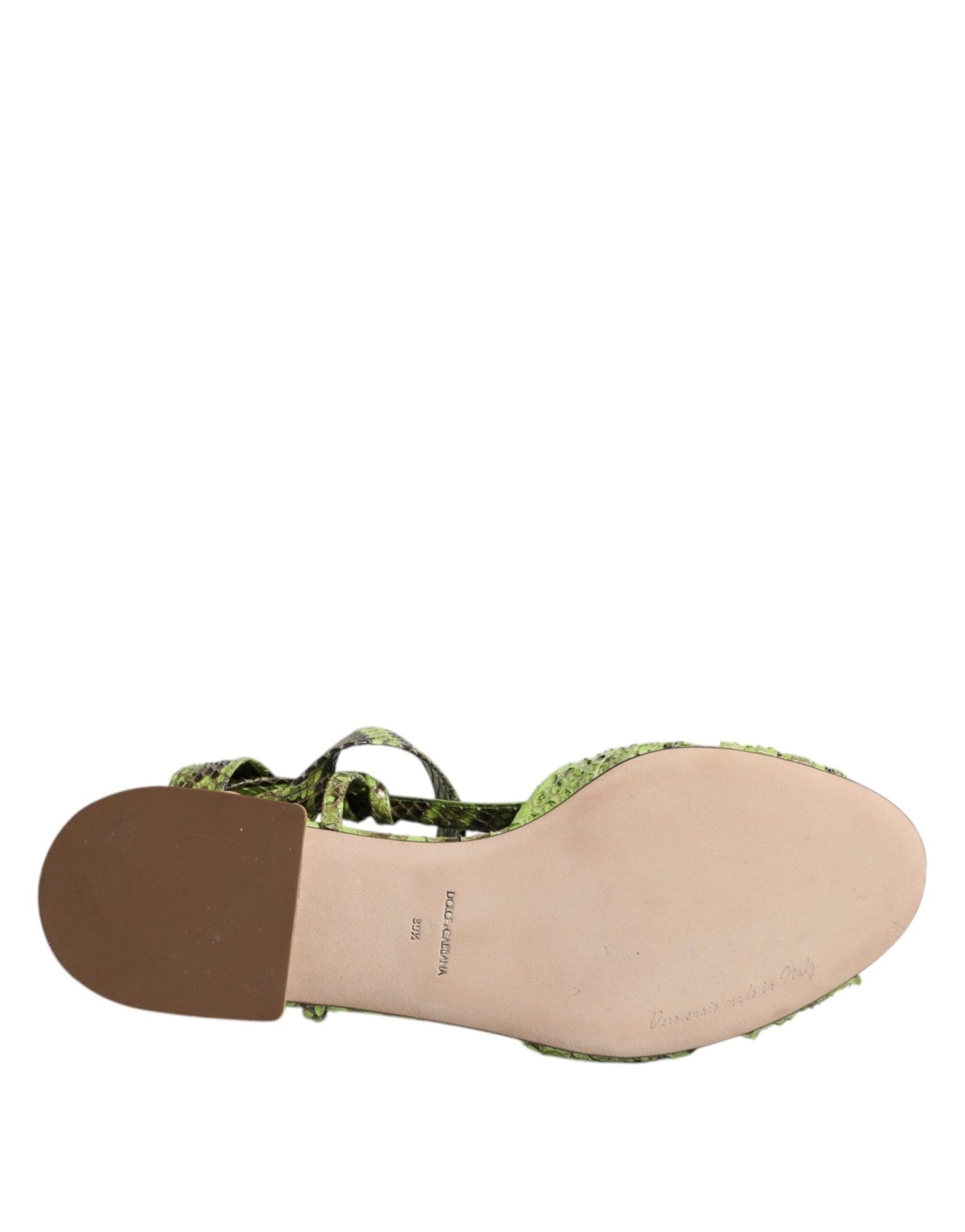 Dolce & Gabbana Green Animal Print Ankle Wrap Sandals Shoes - Sandy Store ByNet