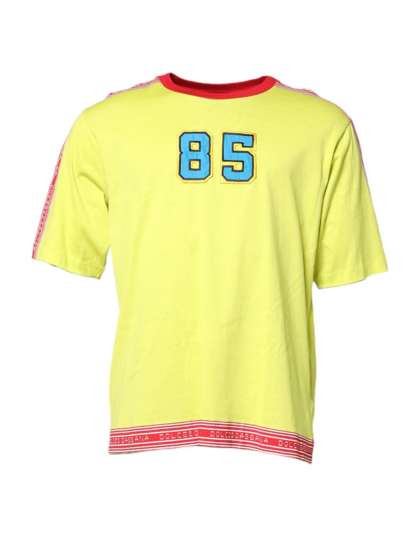 Dolce & Gabbana Green Cotton 85 Patch Crew Neck T-shirt – IT52 | XL par Dolce & Gabbana | Disponible sur Sandy Store ByNet