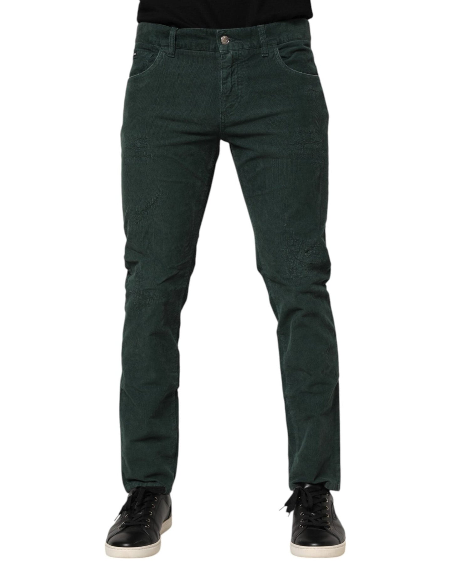 Dolce & Gabbana Green Cotton Corduroy Skinny Pants – IT50 | L par Dolce & Gabbana | Disponible sur Sandy Store ByNet