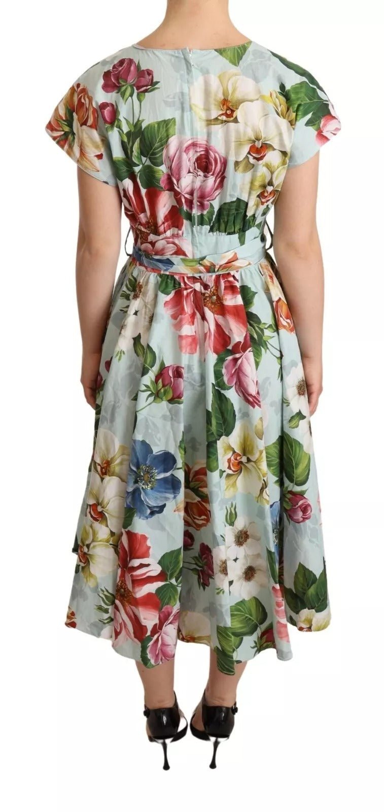 Dolce & Gabbana Green Floral Short Sleeves Cotton V - neck Dress – IT38 | XS par Dolce & Gabbana | Disponible sur Sandy Store ByNet