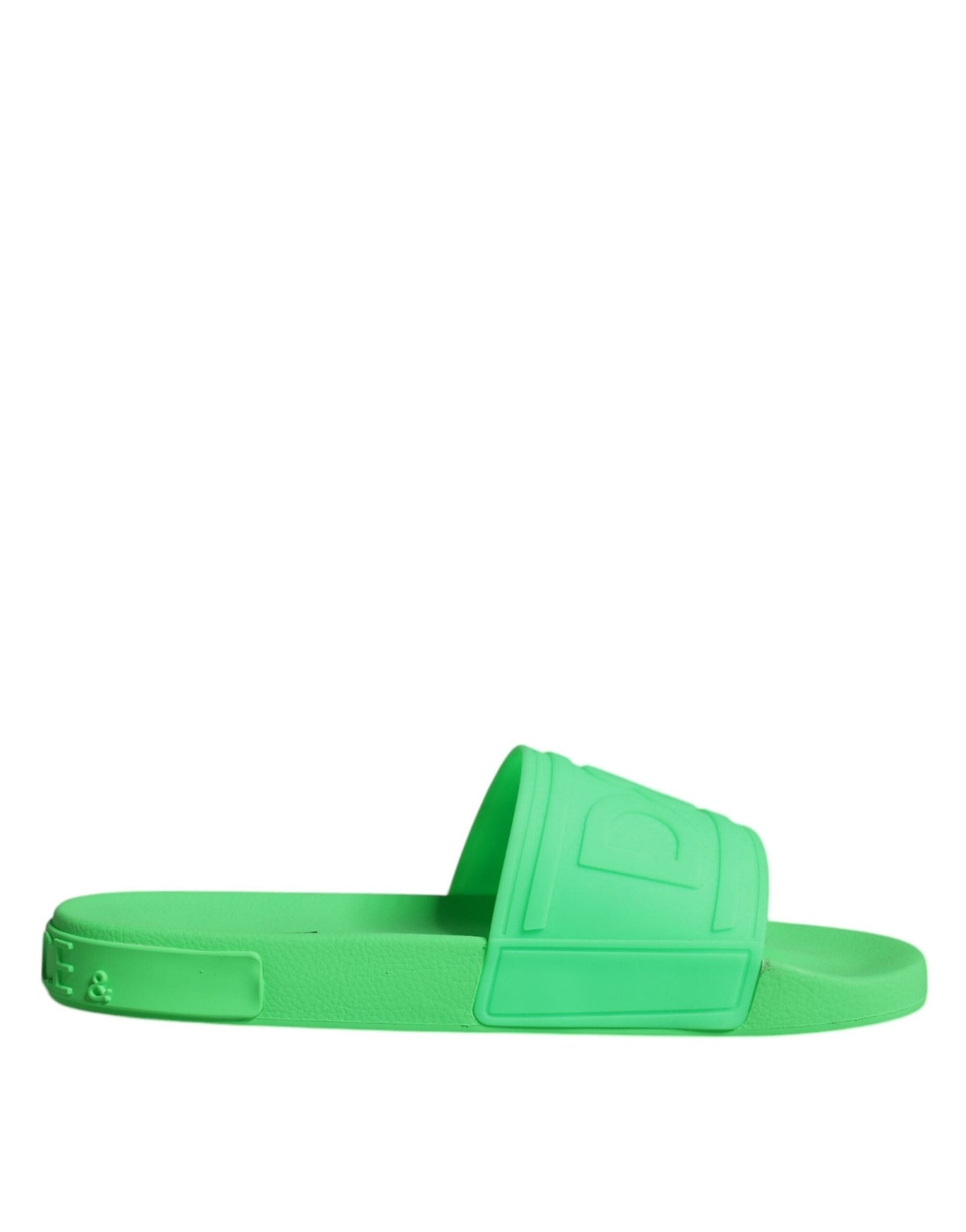 Dolce & Gabbana Green Leather Slides Sandals Beachwear Shoes - Sandy Store ByNet