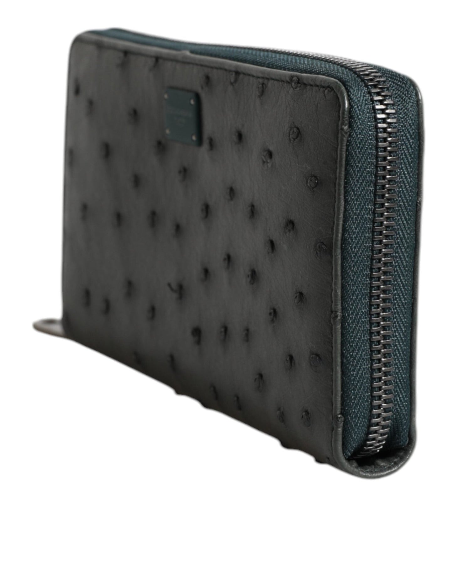 Dolce & Gabbana Green Ostrich Logo Plaque Zip Around Continental Wallet - Sandy Store ByNet