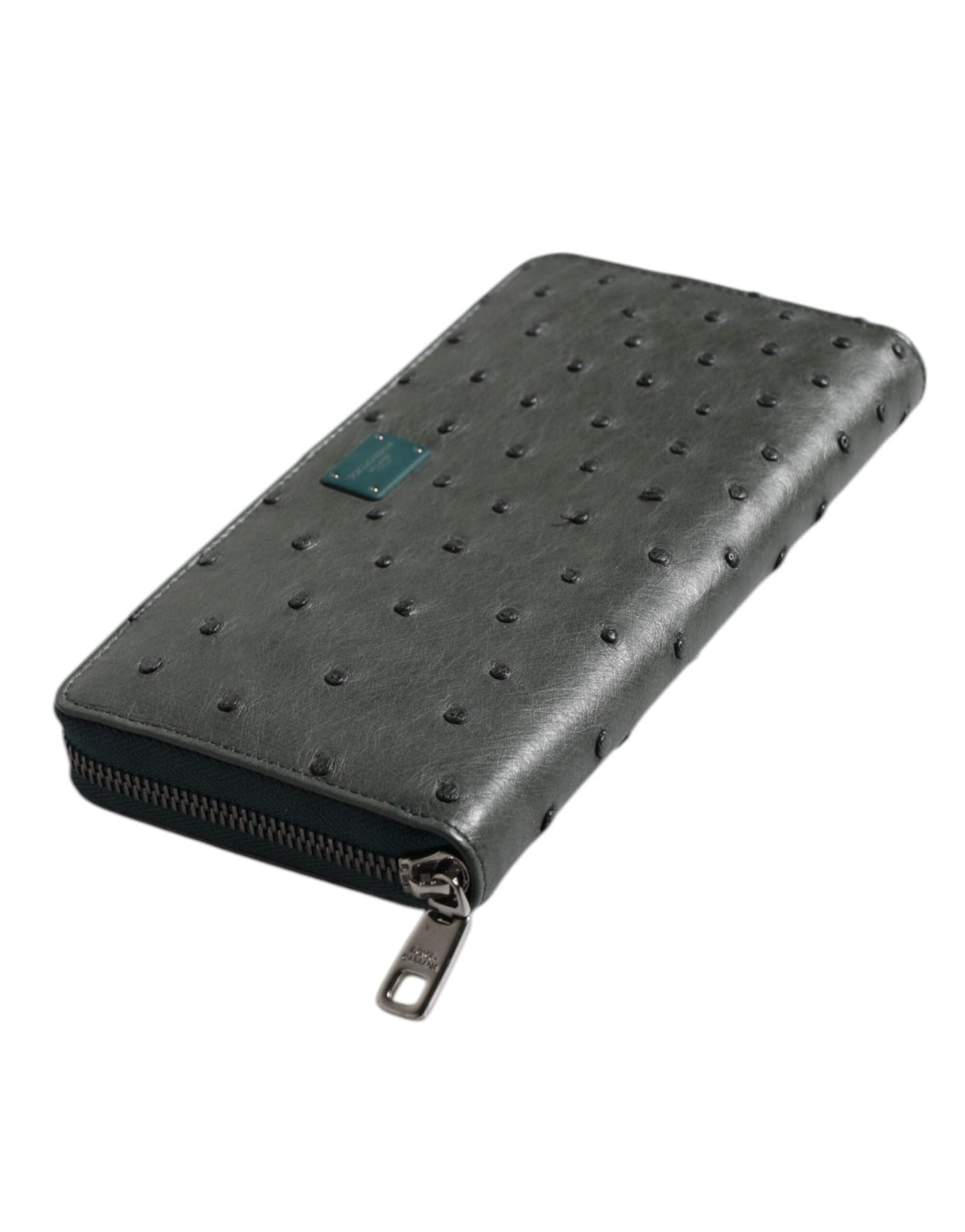 Dolce & Gabbana Green Ostrich Logo Plaque Zip Around Continental Wallet - Sandy Store ByNet