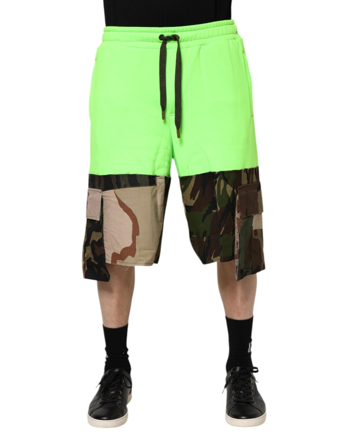 Dolce & Gabbana Green Patchwork Cargo Bermuda Men Shorts – IT44 | XS par Dolce & Gabbana | Disponible sur Sandy Store ByNet