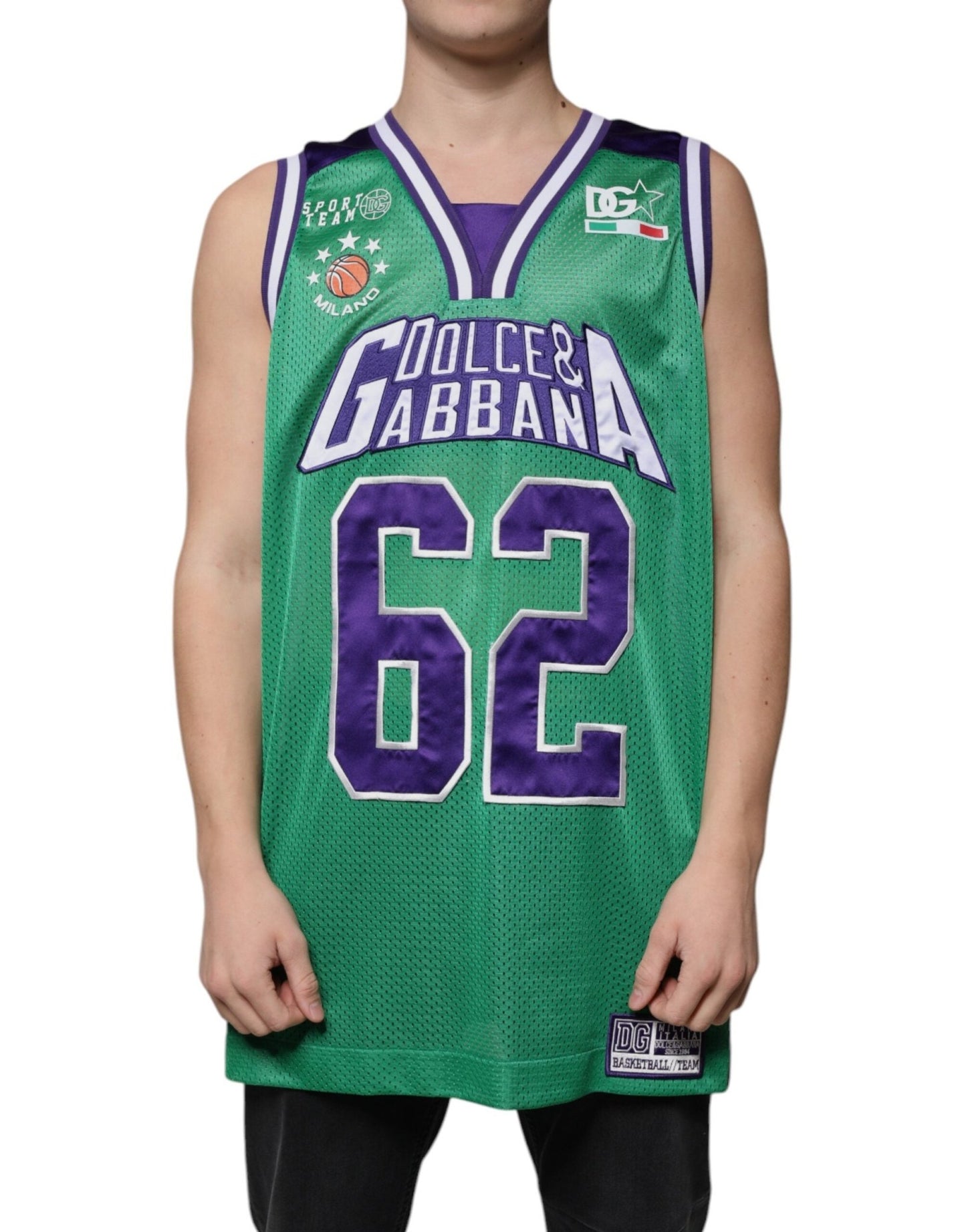 Dolce & Gabbana Green Polyester Jersey Sleeveless T-shirt – ÌT40| XXS par Dolce & Gabbana | Disponible sur Sandy Store ByNet
