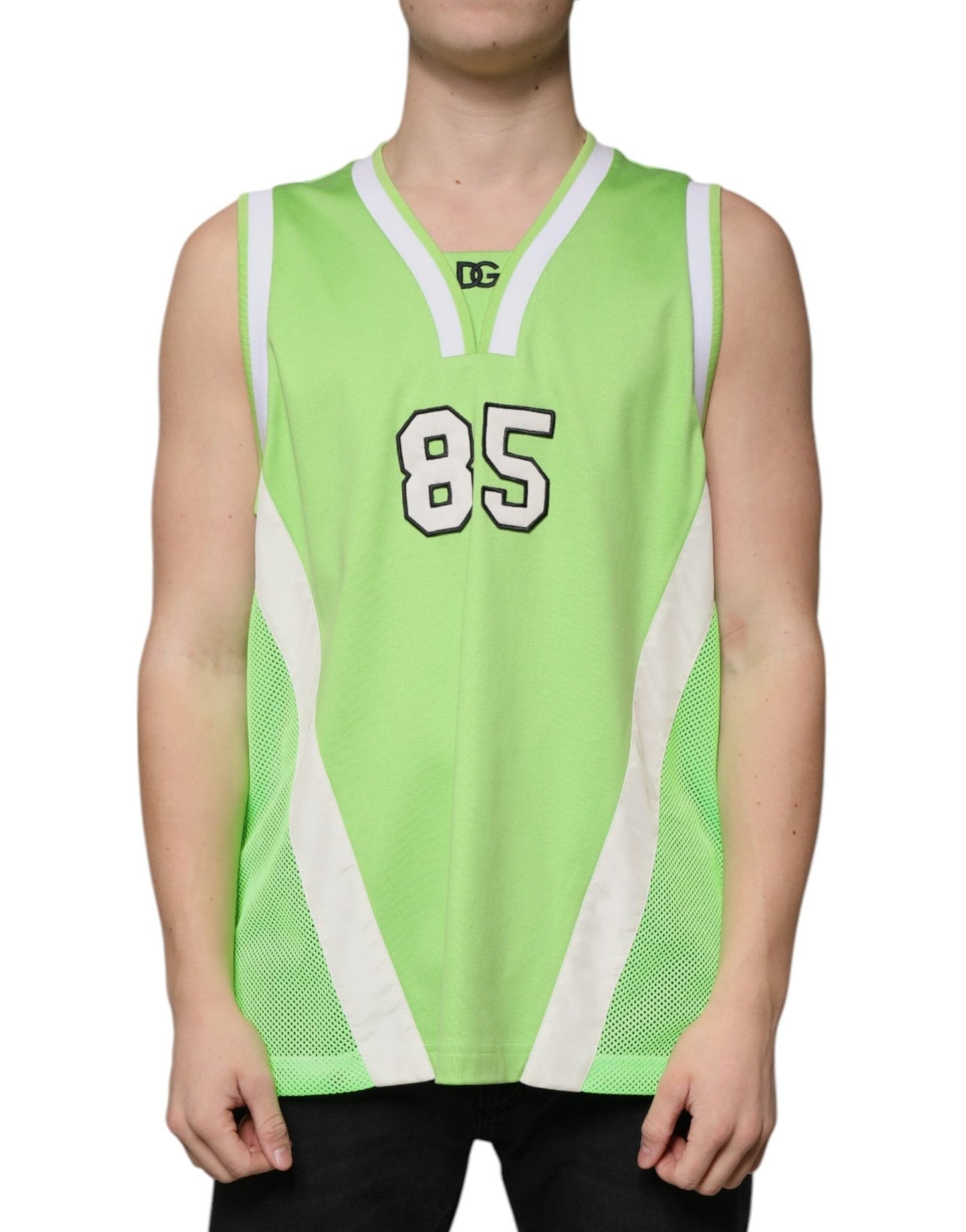 Dolce & Gabbana Green Polyester Jersey Sleeveless T-shirt – IT48 | M par Dolce & Gabbana | Disponible sur Sandy Store ByNet