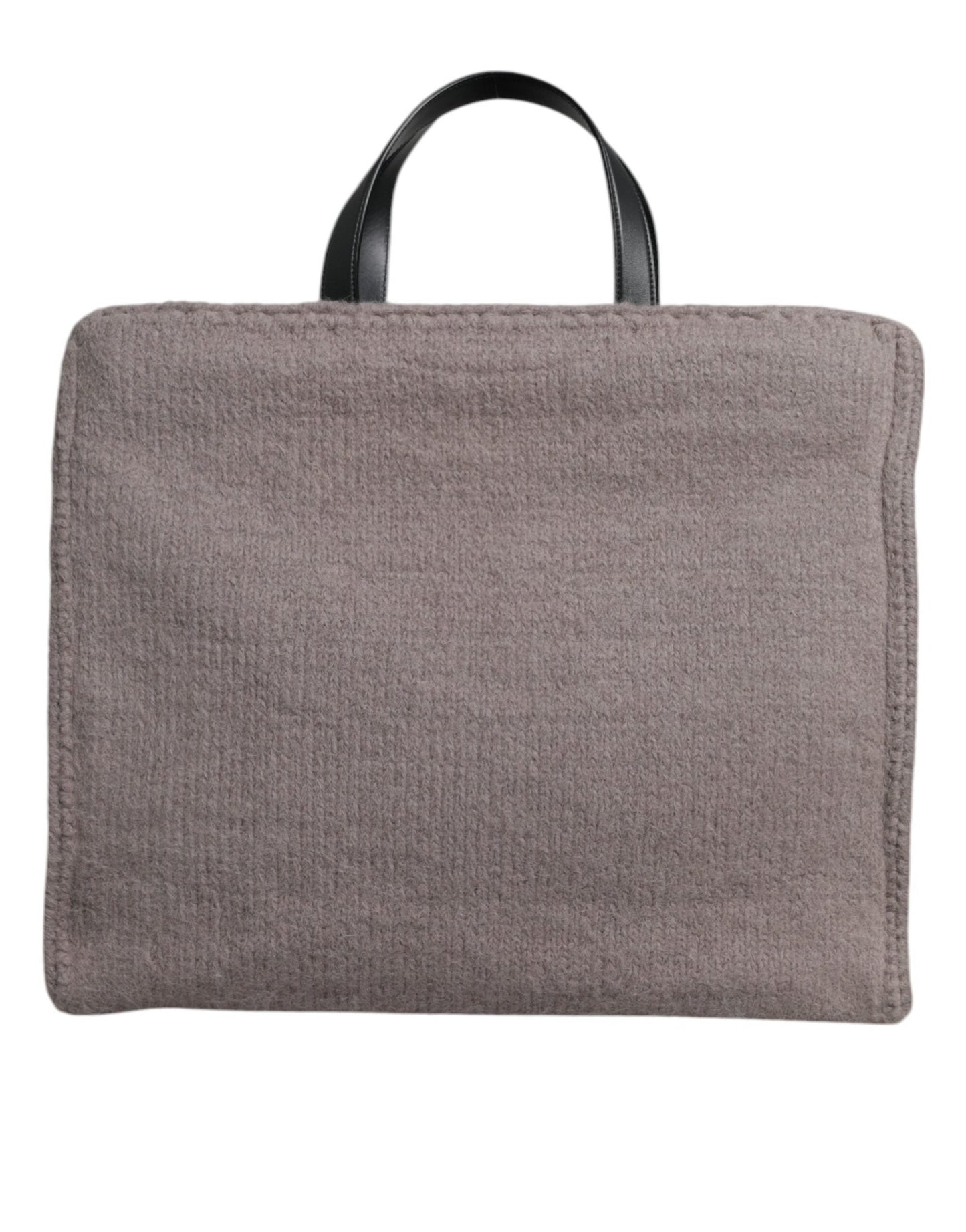 Dolce & Gabbana Grey Alpaca Wool Logo Plaque Tote Shoulder Bag - Sandy Store ByNet