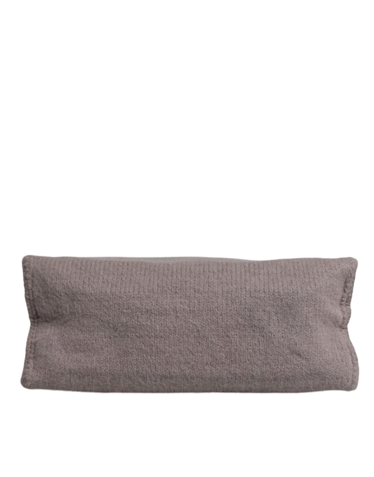 Dolce & Gabbana Grey Alpaca Wool Logo Plaque Tote Shoulder Bag - Sandy Store ByNet