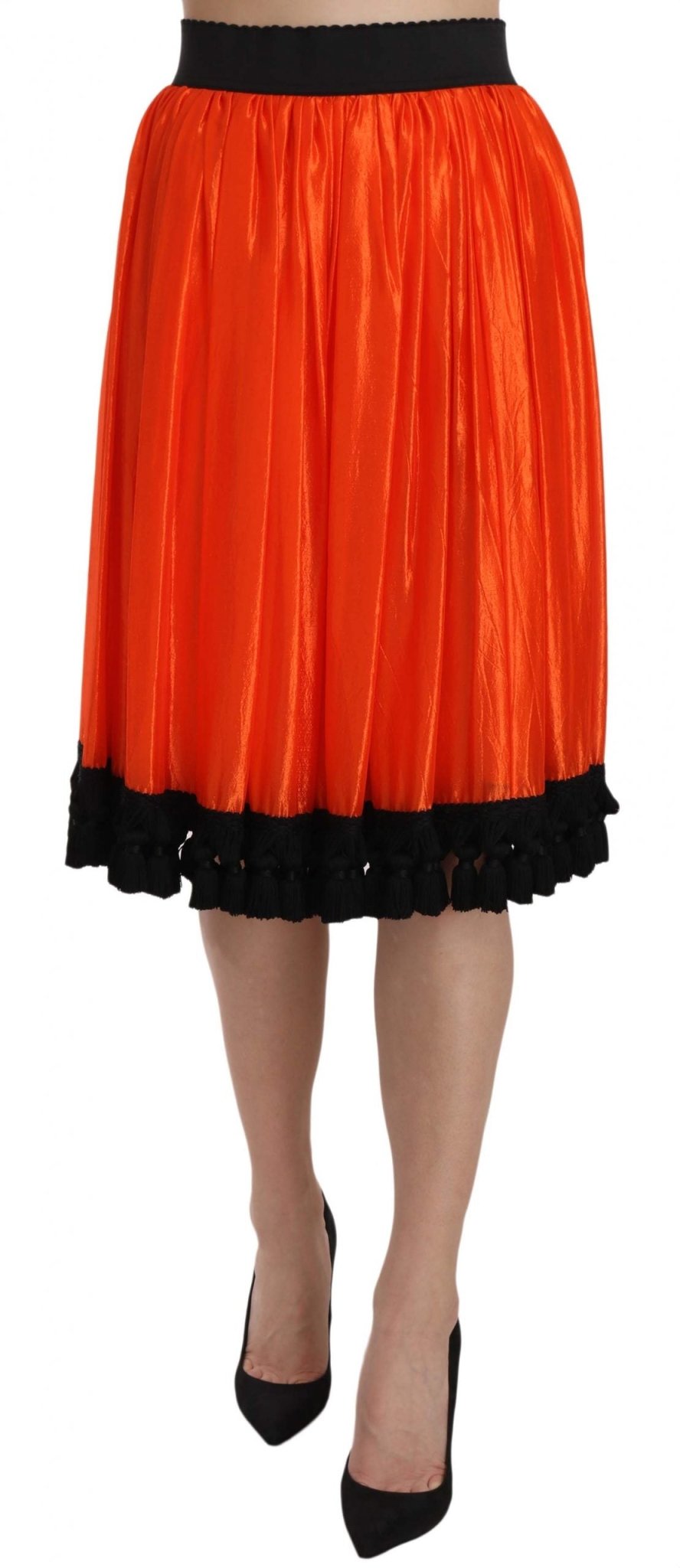 Dolce & Gabbana High - Waist Black & Orange Knee - Length Skirt - Sandy Store ByNet