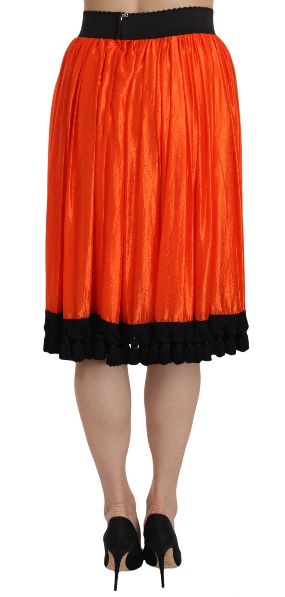 Dolce & Gabbana High - Waist Black & Orange Knee - Length Skirt - Sandy Store ByNet