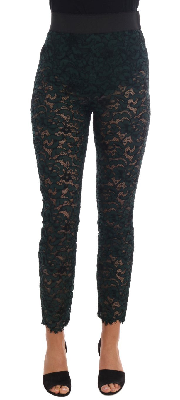 Dolce & Gabbana High Waist Floral Lace Slim Trousers - Sandy Store ByNet