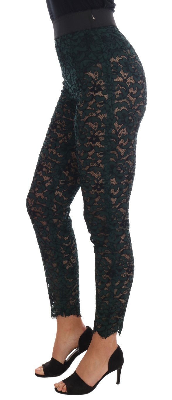 Dolce & Gabbana High Waist Floral Lace Slim Trousers - Sandy Store ByNet