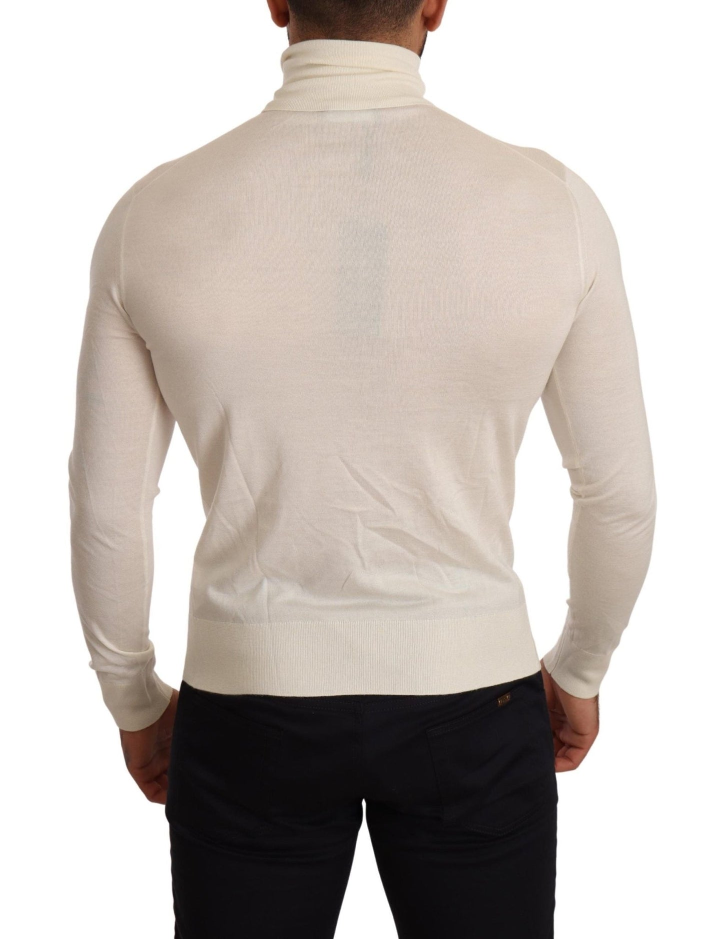 Dolce & Gabbana Ivory Cashmere - Silk Blend Turtleneck Sweater - Sandy Store ByNet