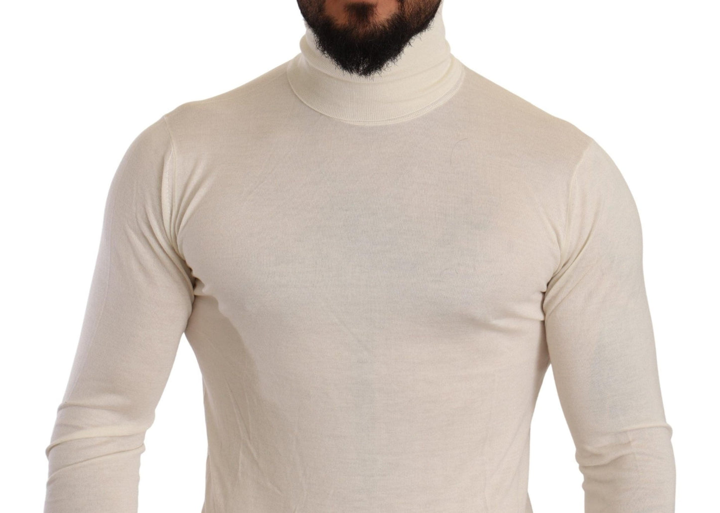 Dolce & Gabbana Ivory Cashmere - Silk Blend Turtleneck Sweater - Sandy Store ByNet