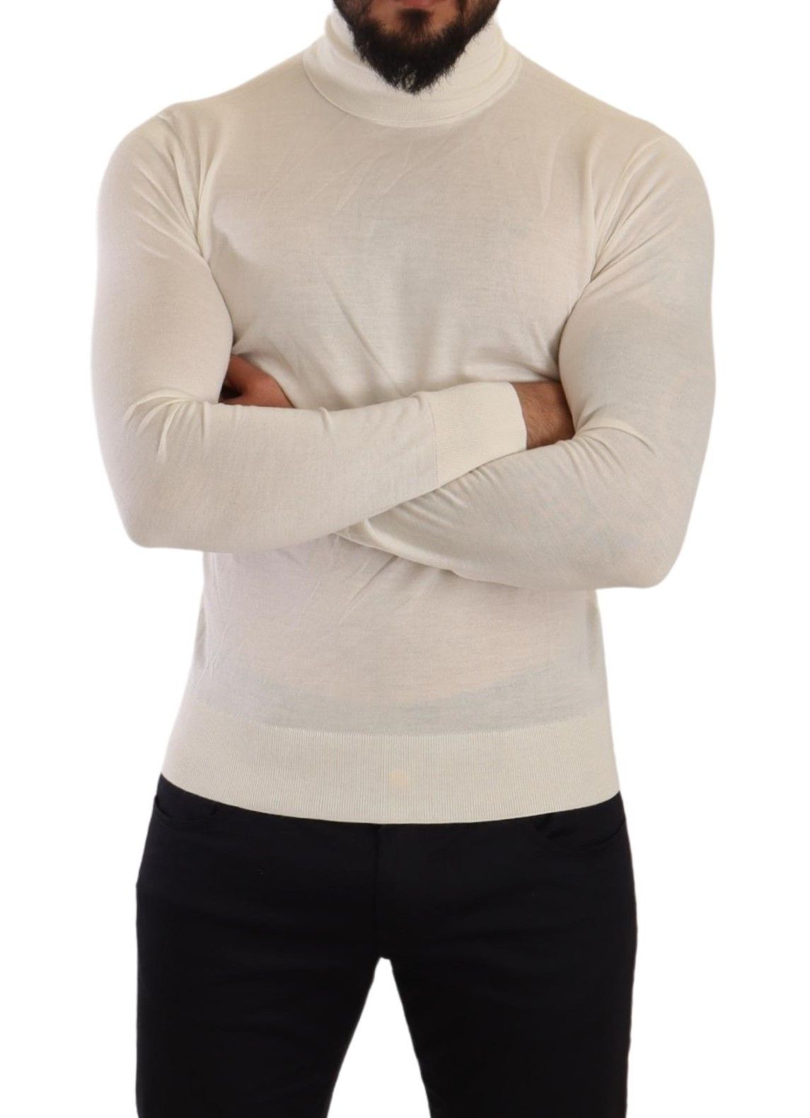 Dolce & Gabbana Ivory Cashmere - Silk Blend Turtleneck Sweater - Sandy Store ByNet