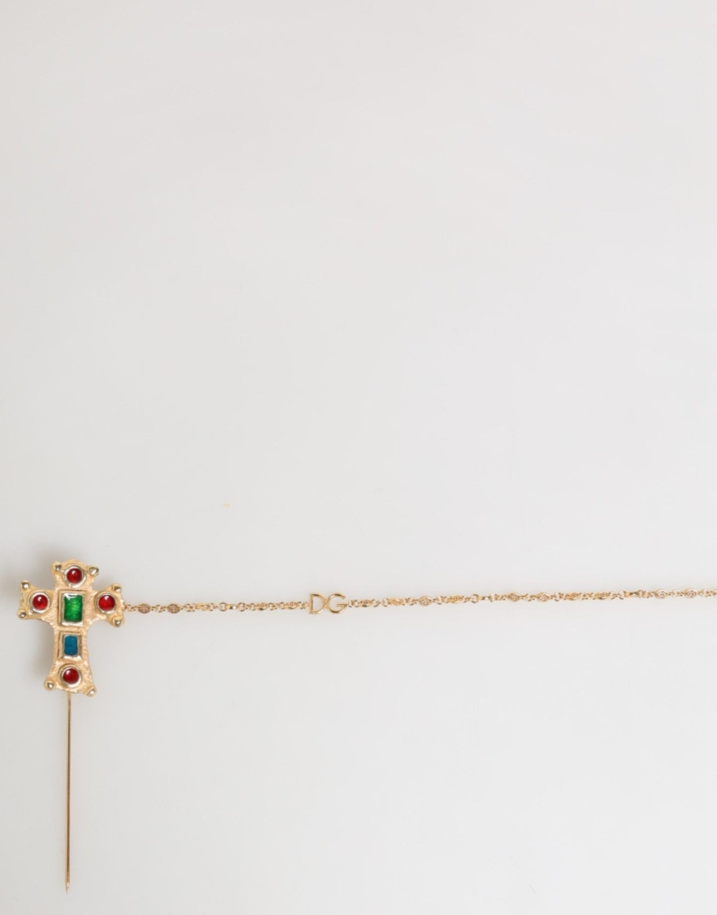 Dolce & Gabbana Lapel Pin Cross Logo Gold Chain Mens Accessories Brooch – par Dolce & Gabbana | Disponible sur Sandy Store ByNet