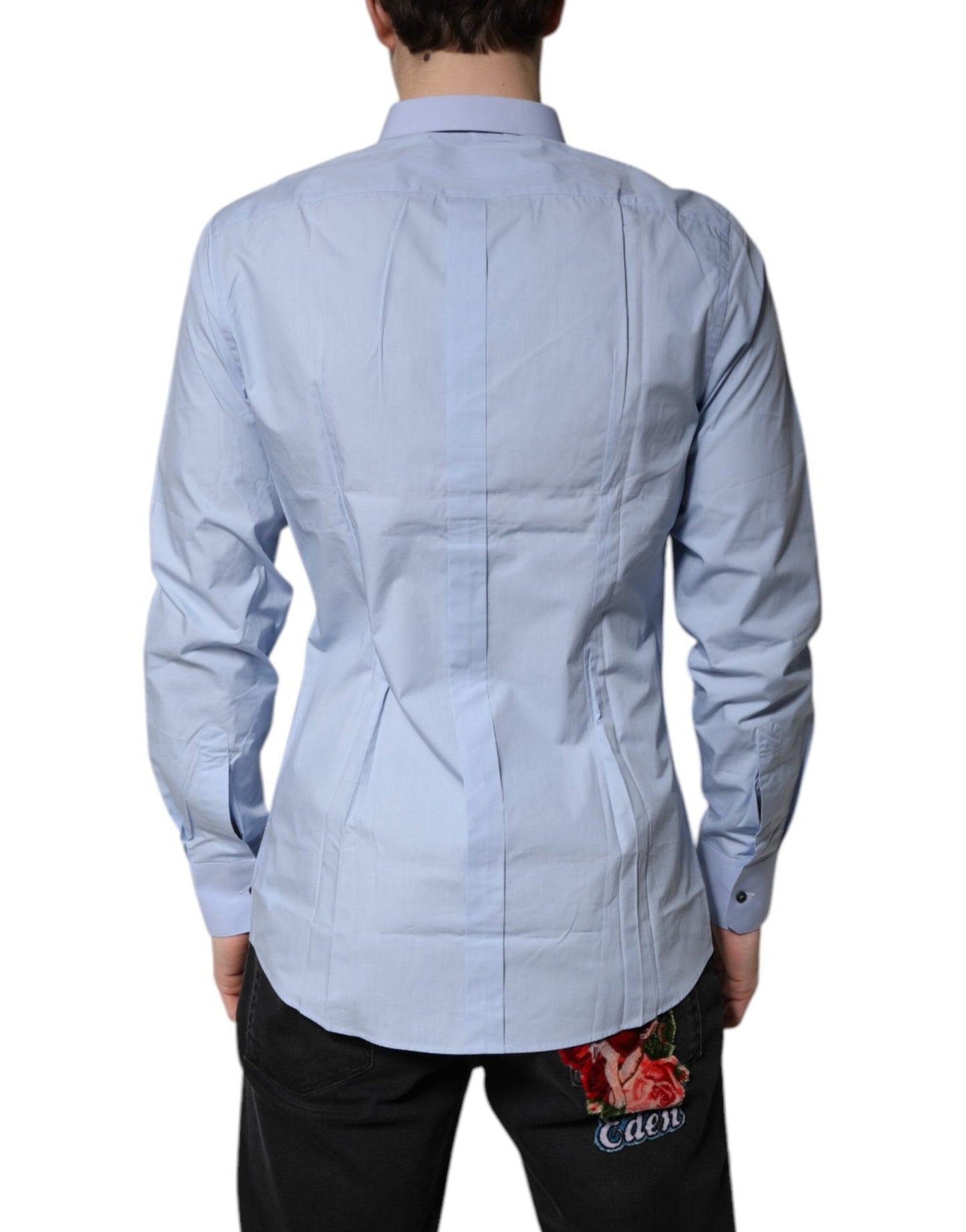 Dolce & Gabbana Light Blue Cotton GOLD Dress Formal Shirt - Sandy Store ByNet