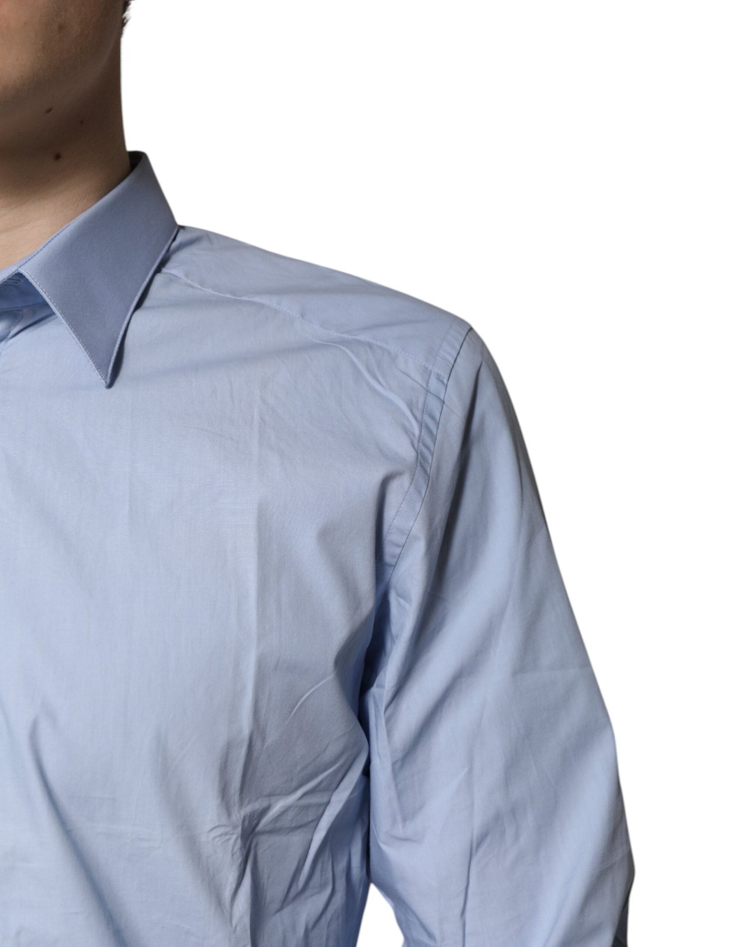 Dolce & Gabbana Light Blue Cotton GOLD Dress Formal Shirt - Sandy Store ByNet