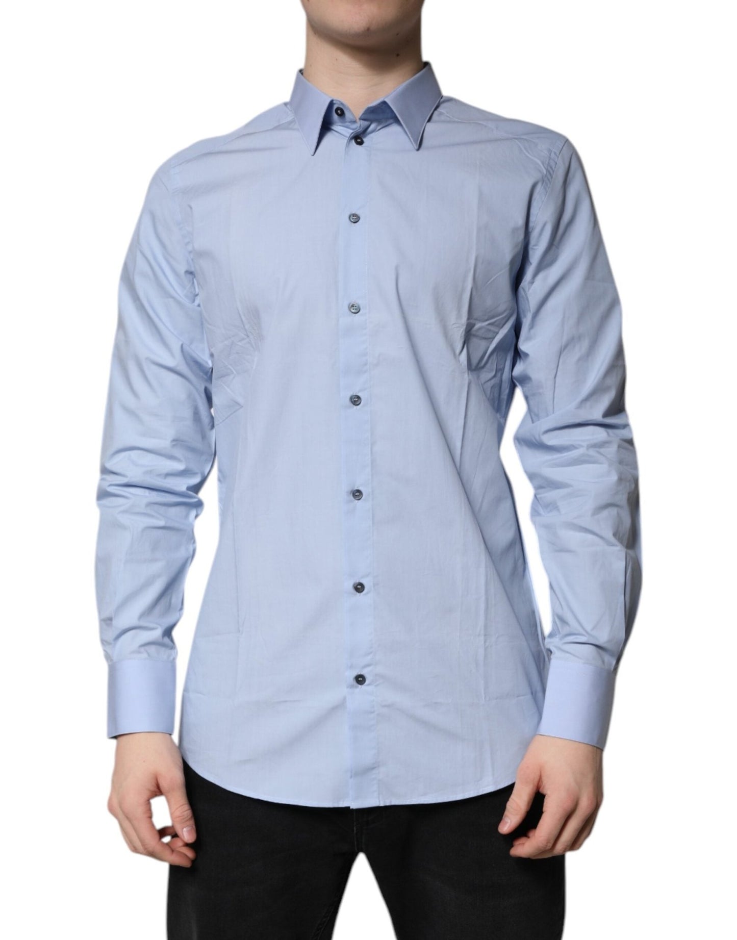 Dolce & Gabbana Light Blue Cotton GOLD Dress Formal Shirt - Sandy Store ByNet