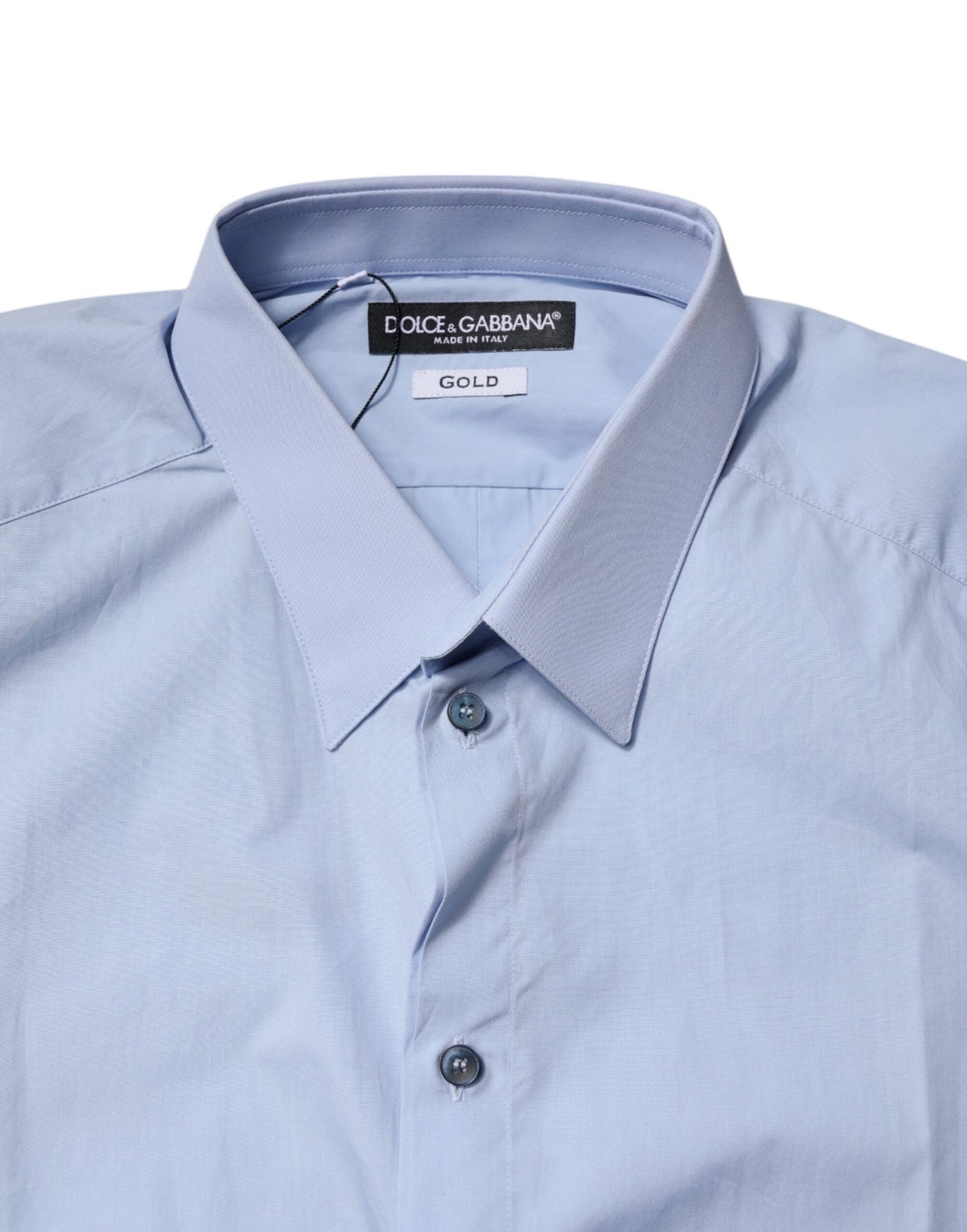Dolce & Gabbana Light Blue Cotton GOLD Dress Formal Shirt - Sandy Store ByNet