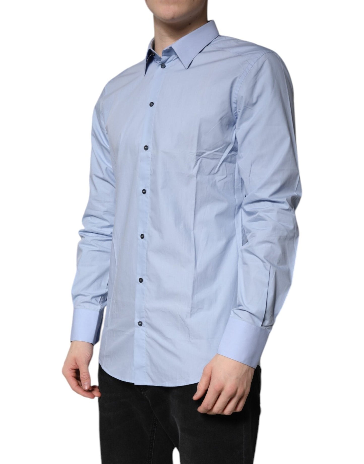Dolce & Gabbana Light Blue Cotton GOLD Dress Formal Shirt - Sandy Store ByNet