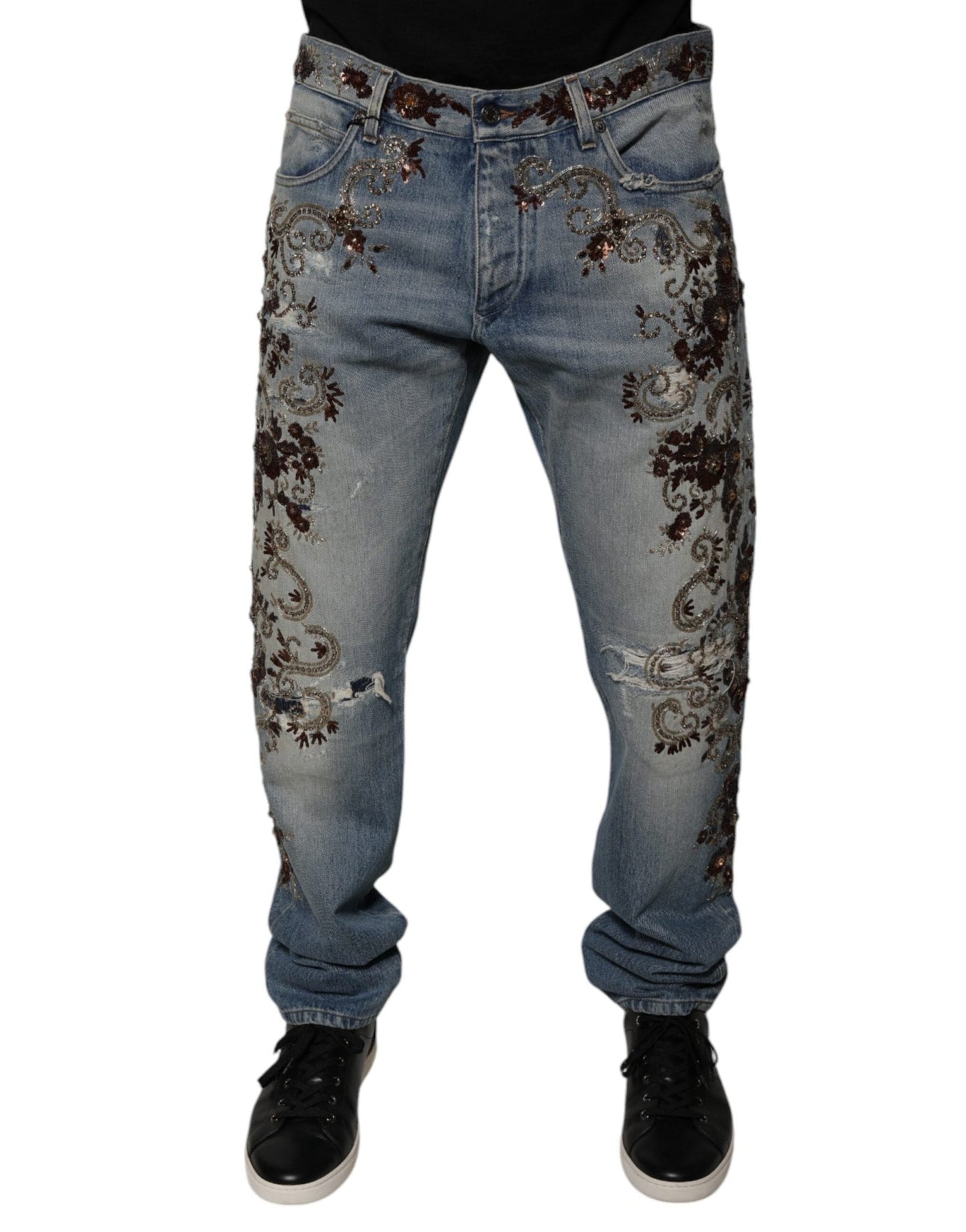 Dolce & Gabbana Light Blue Embroidered Skinny Denim Jeans – IT52 | XL par Dolce & Gabbana | Disponible sur Sandy Store ByNet