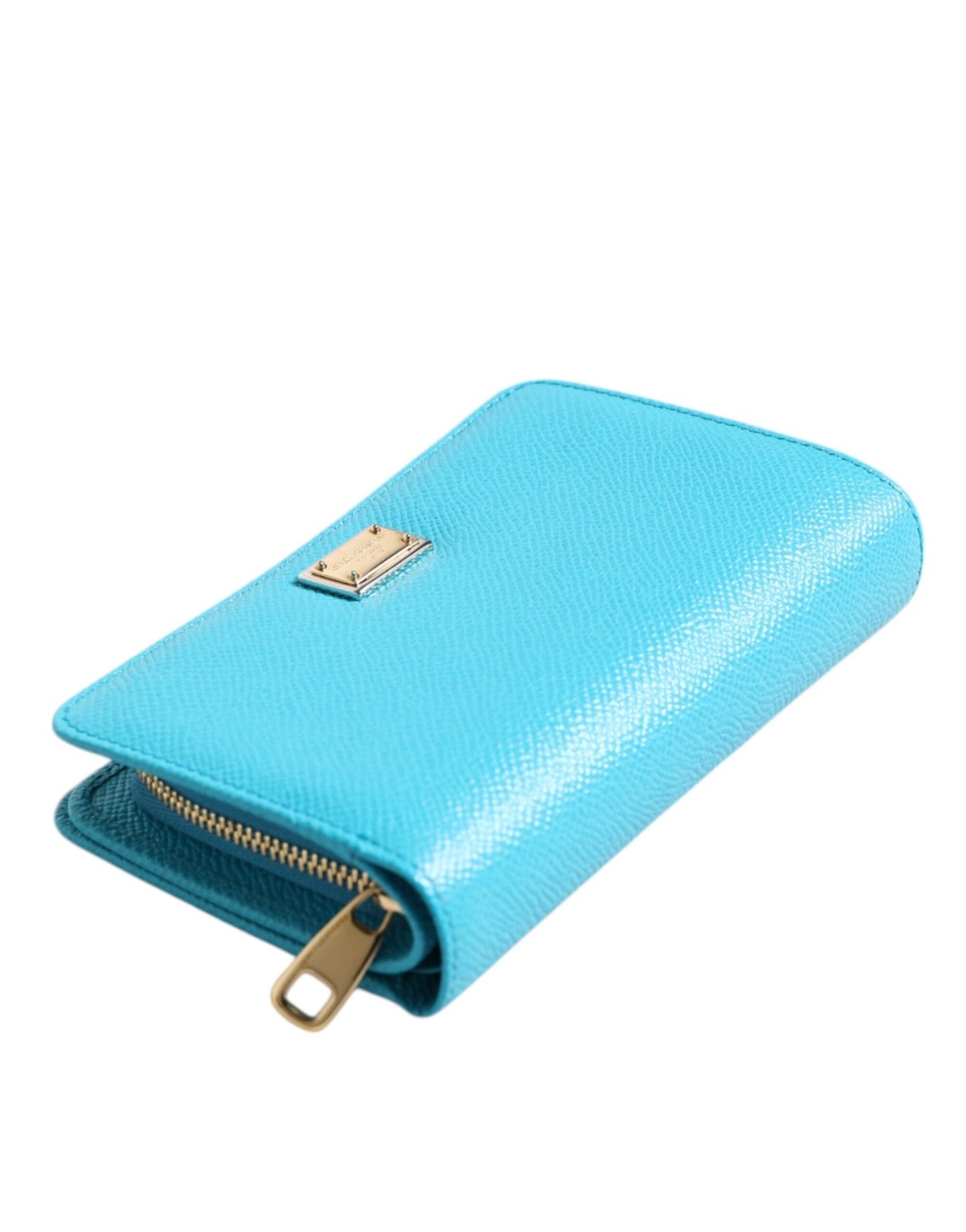 Dolce & Gabbana Light Blue Leather Bifold Continental Clutch Wallet - Sandy Store ByNet