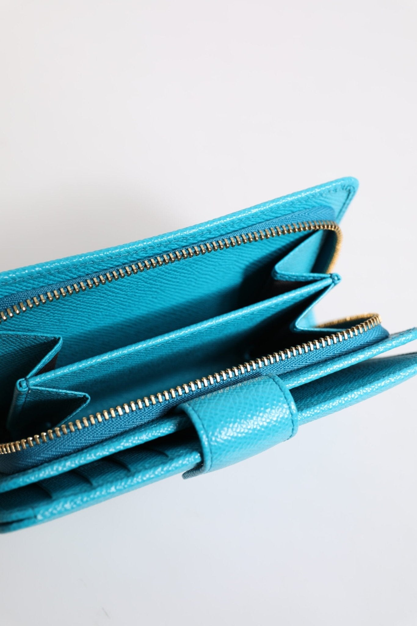Dolce & Gabbana Light Blue Leather Bifold Continental Clutch Wallet - Sandy Store ByNet