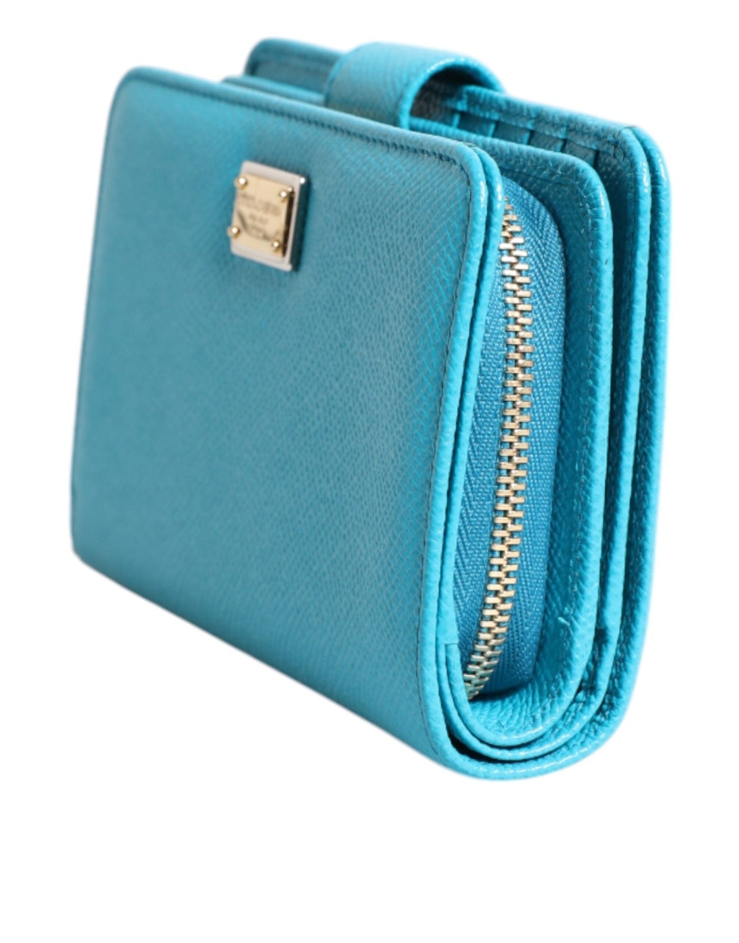 Dolce & Gabbana Light Blue Leather Bifold Continental Clutch Wallet - Sandy Store ByNet