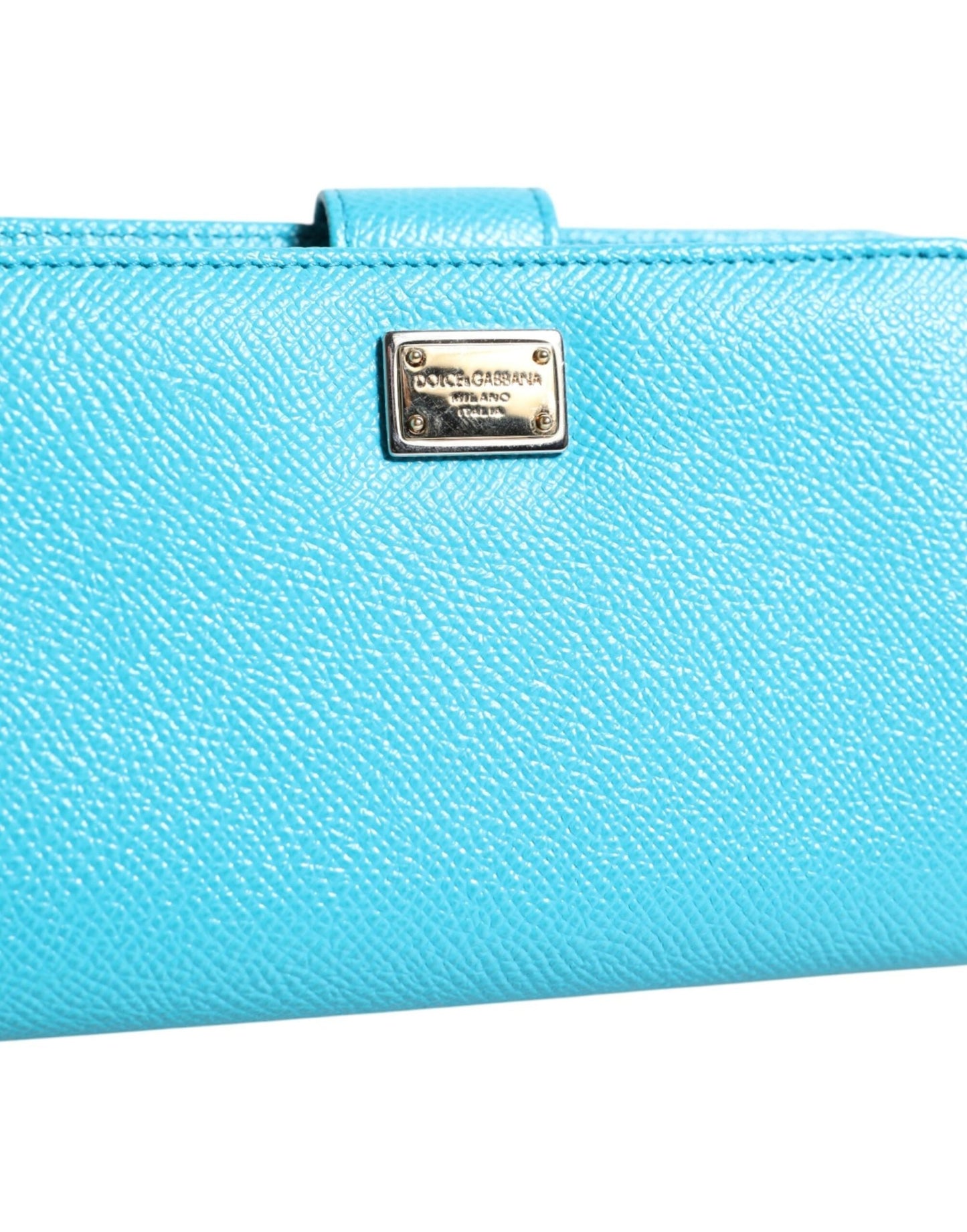 Dolce & Gabbana Light Blue Leather Bifold Continental Clutch Wallet - Sandy Store ByNet