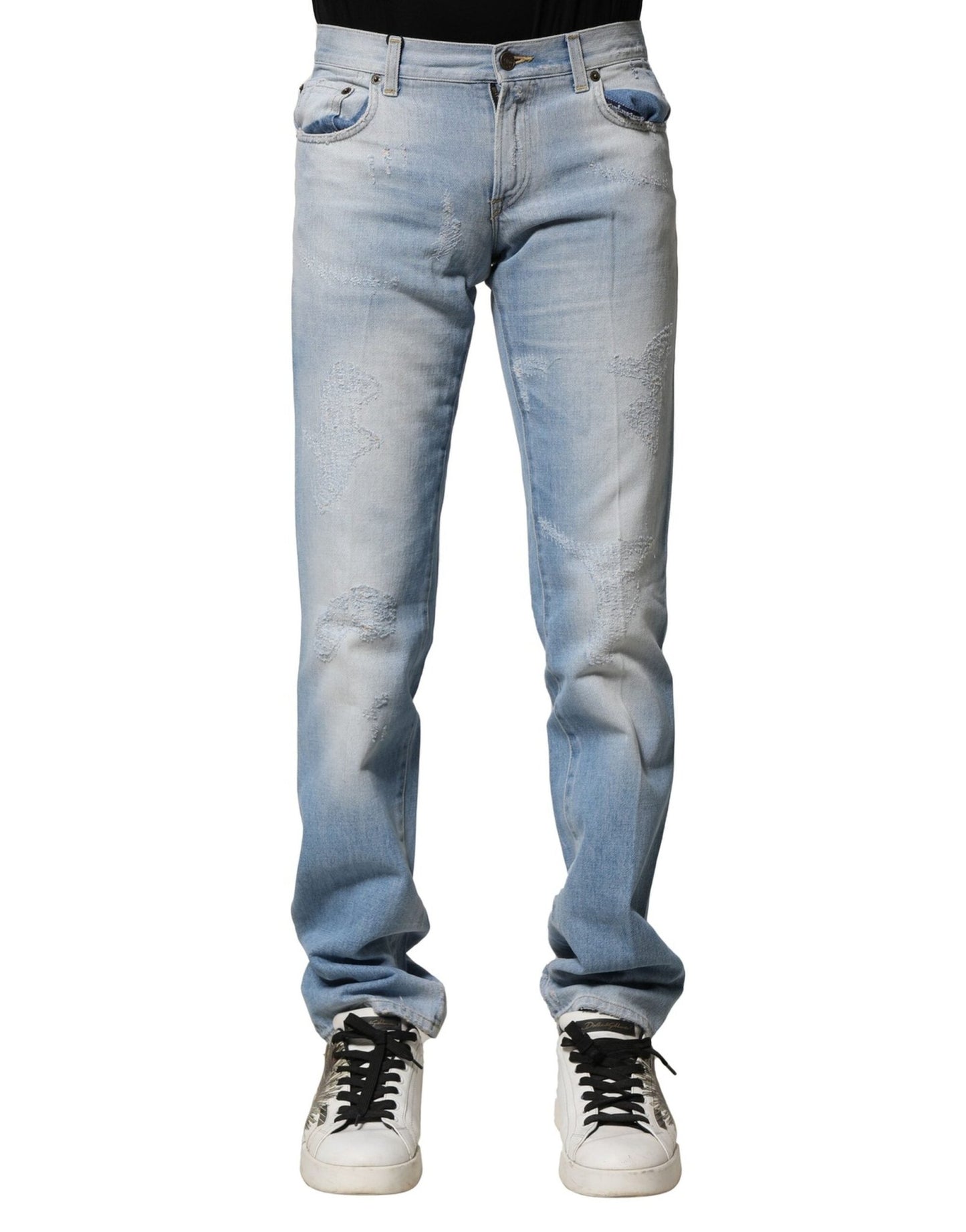 Dolce & Gabbana Light Blue Washed Straight Fit Denim Jeans – IT44 | XS par Dolce & Gabbana | Disponible sur Sandy Store ByNet