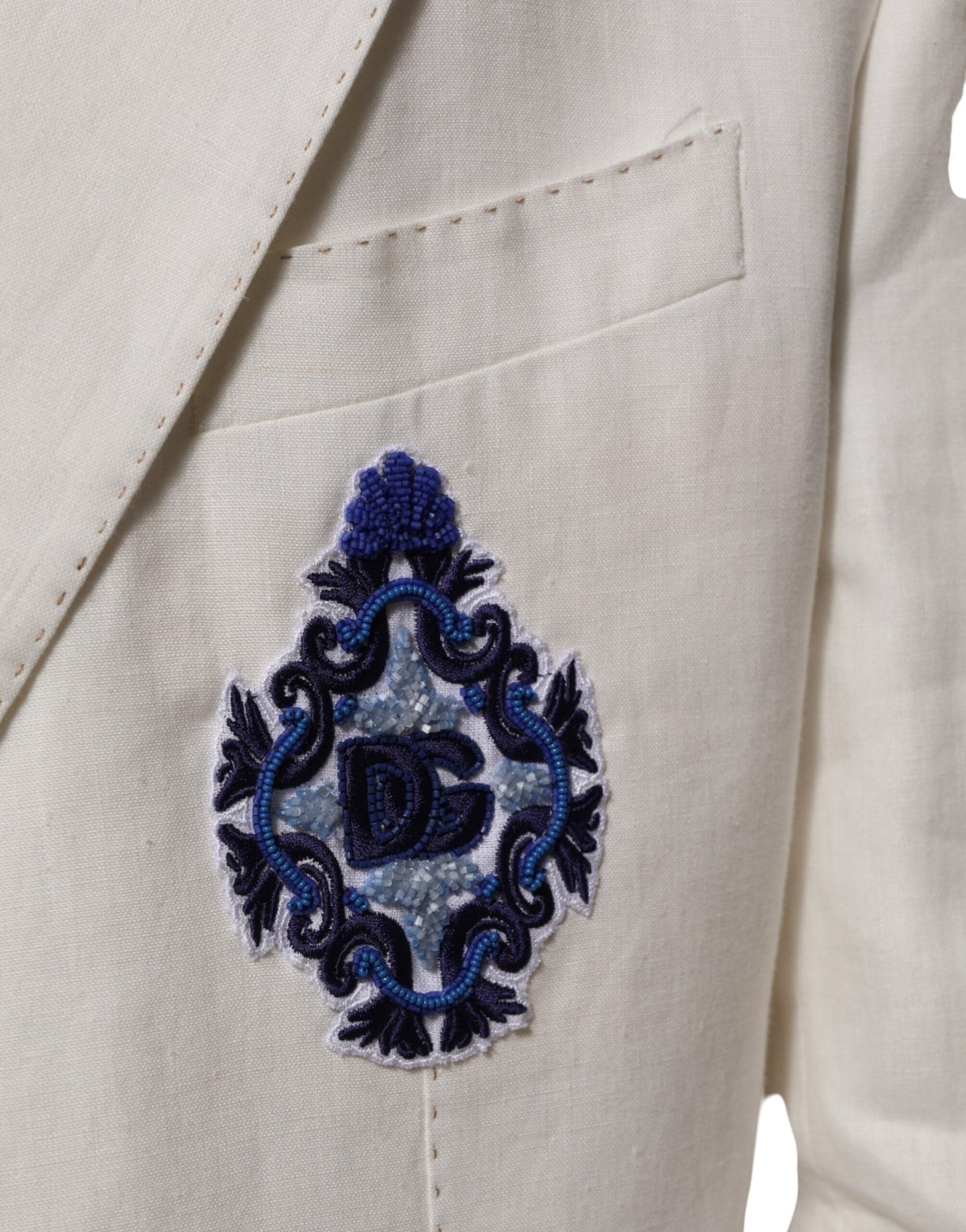 Dolce & Gabbana Light Cream Linen Embroidered 2 Piece Suit – IT58 | 3XL par Dolce & Gabbana | Disponible sur Sandy Store ByNet