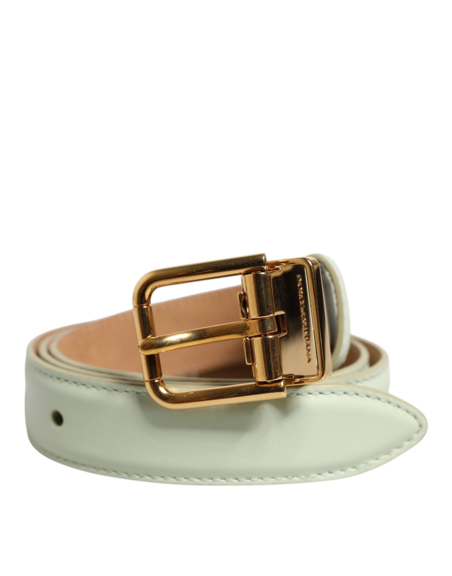 Dolce & Gabbana Light Green Leather Gold Metal Buckle Belt – 75 cm / 30 Inches par Dolce & Gabbana | Disponible sur Sandy Store ByNet