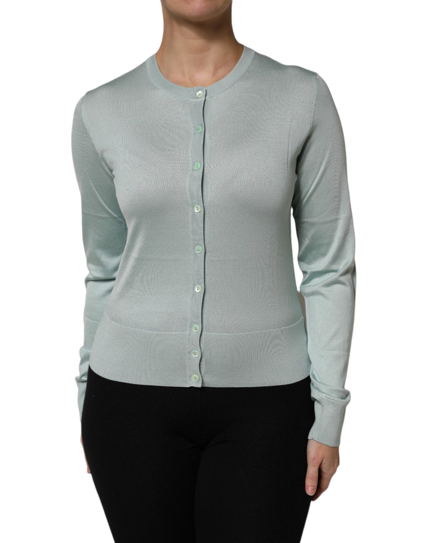 Dolce & Gabbana Light Green Silk Button Down Cardigan Sweater – IT42|M par Dolce & Gabbana | Disponible sur Sandy Store ByNet