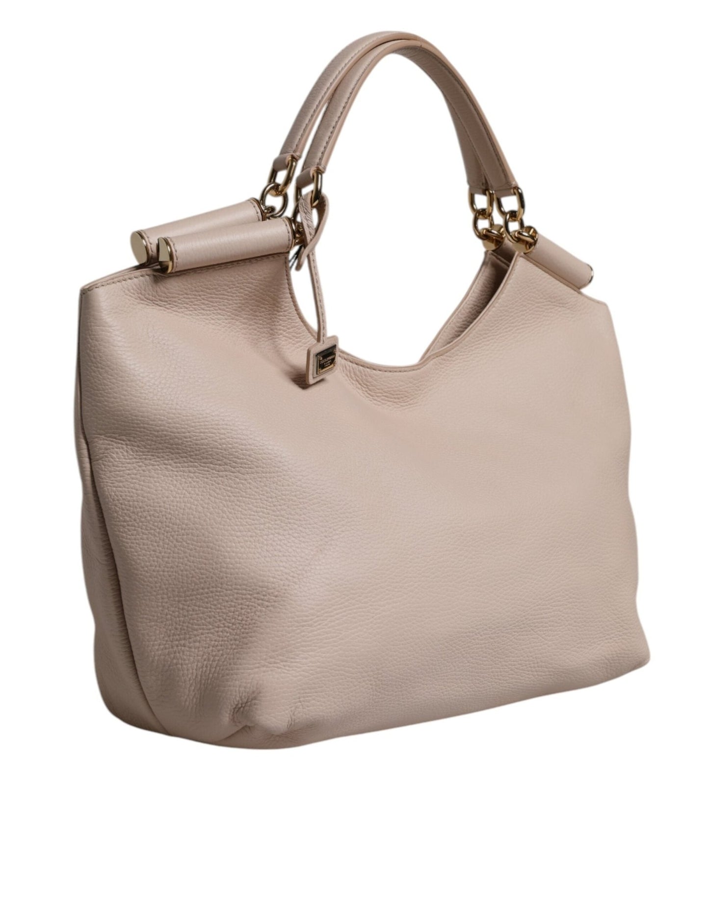 Dolce & Gabbana Light Pink Deer Leather Logo Plaque Tote Top Handle Bag - Sandy Store ByNet