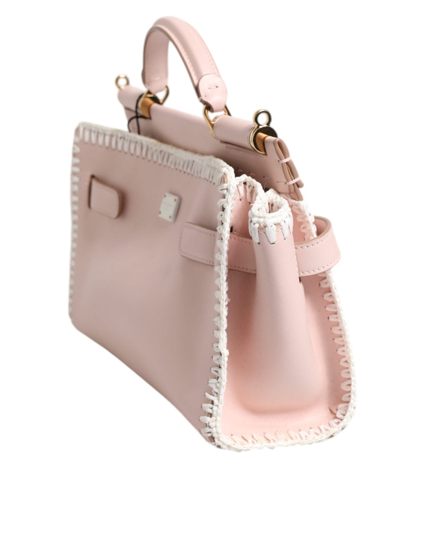 Dolce & Gabbana Light Pink Logo Plaque Soft Leather Strap Crossbody Bag - Sandy Store ByNet