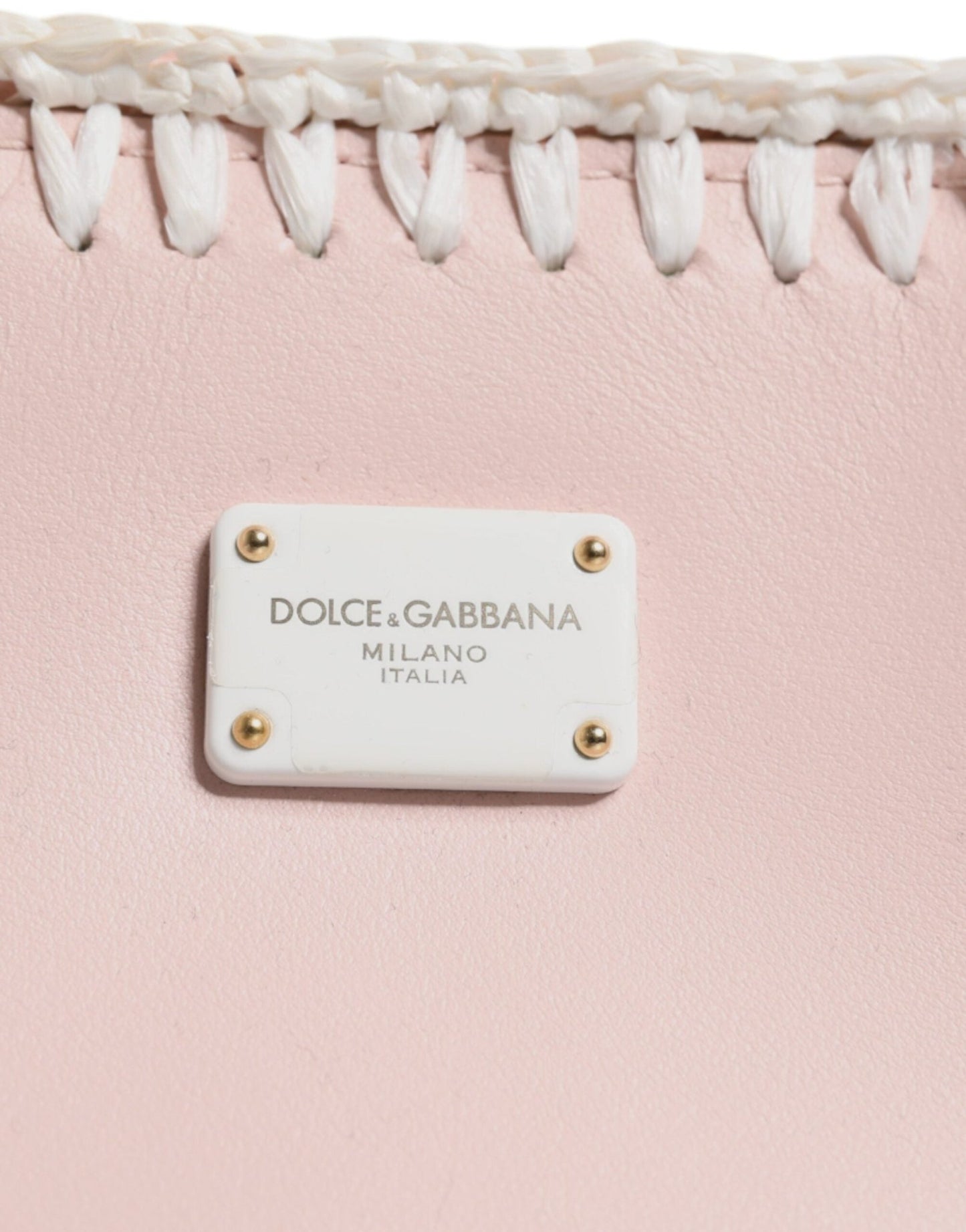 Dolce & Gabbana Light Pink Logo Plaque Soft Leather Strap Crossbody Bag - Sandy Store ByNet